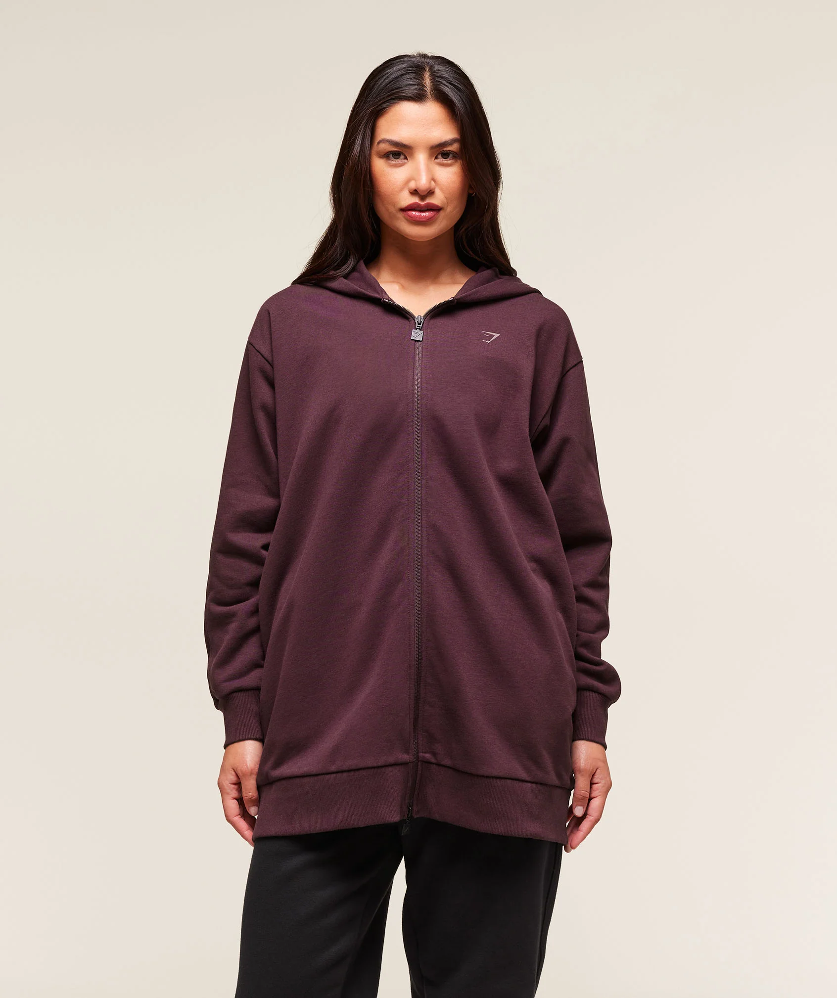 Covered Longline Zip Up Hoodie
