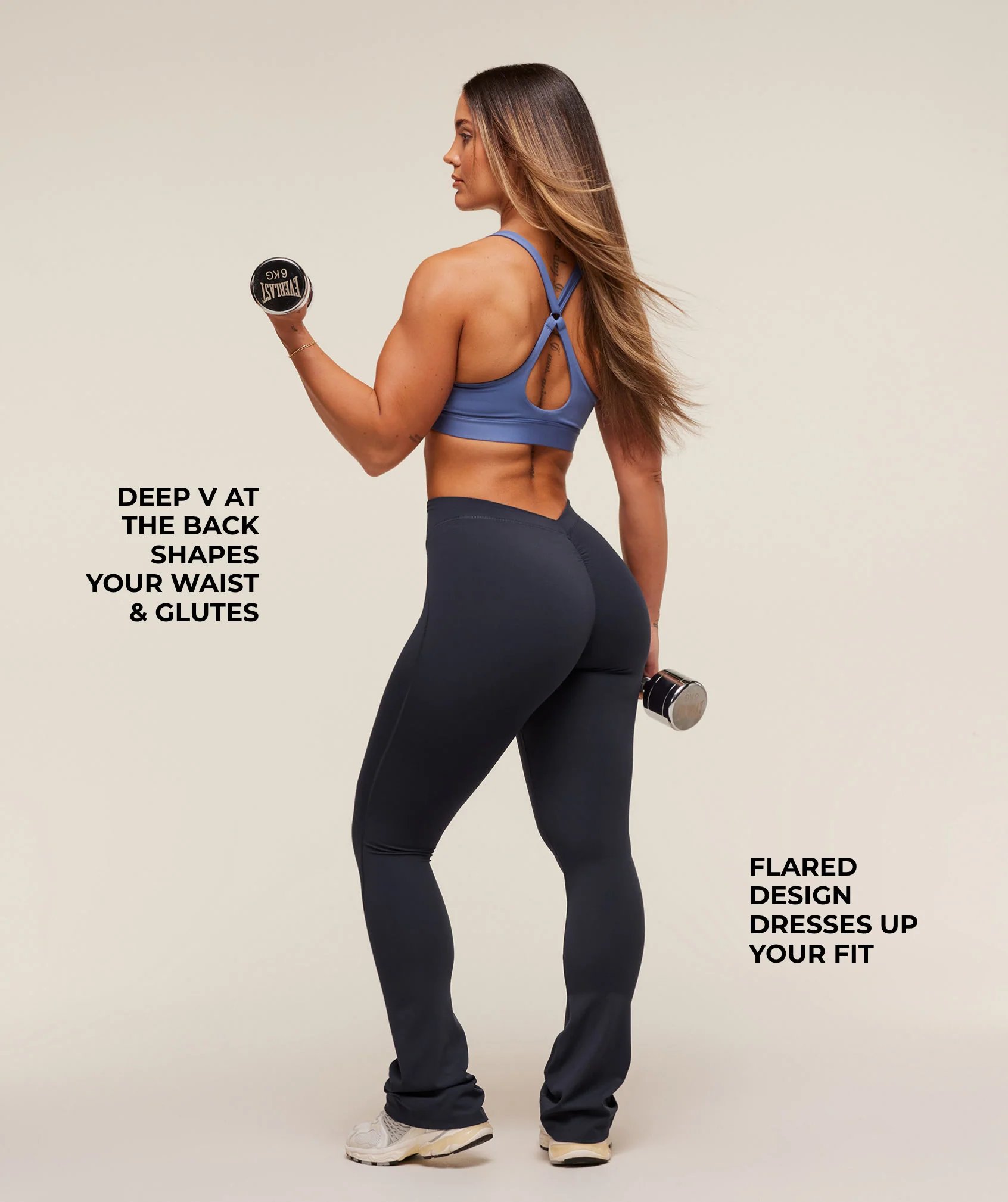 Lifting Dipped Waistband Flared Leggings