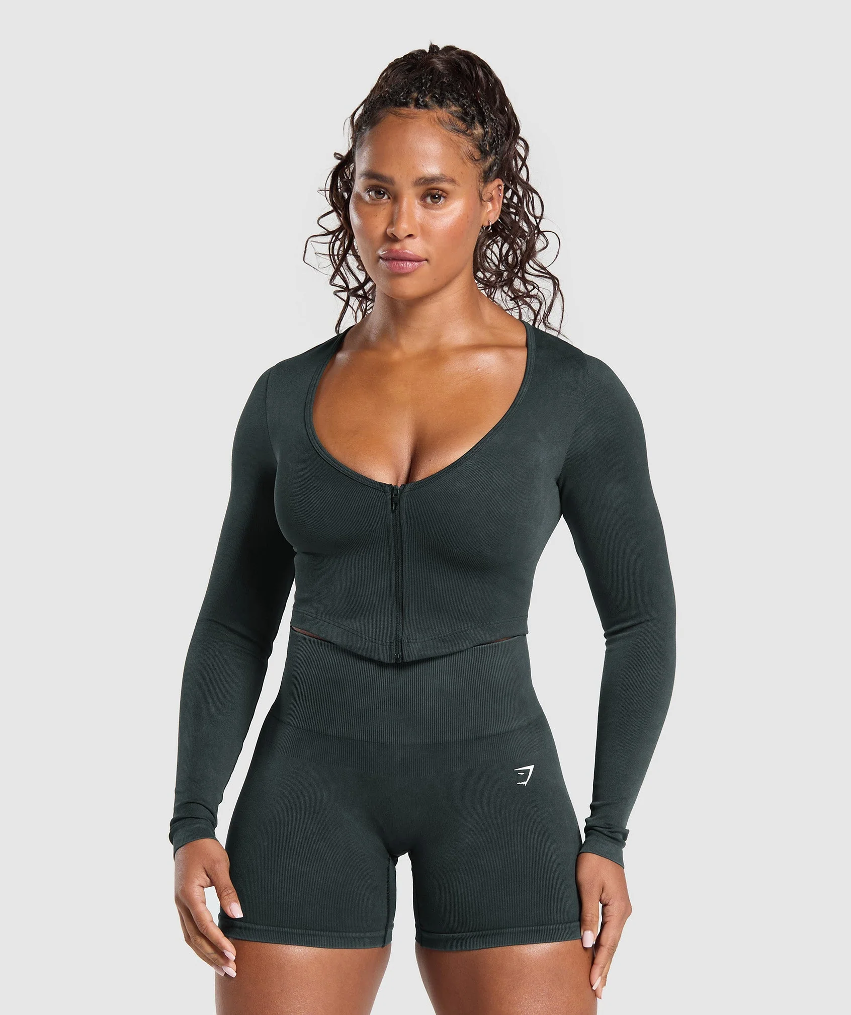Gains Seamless Washed Zip Up Jacket
