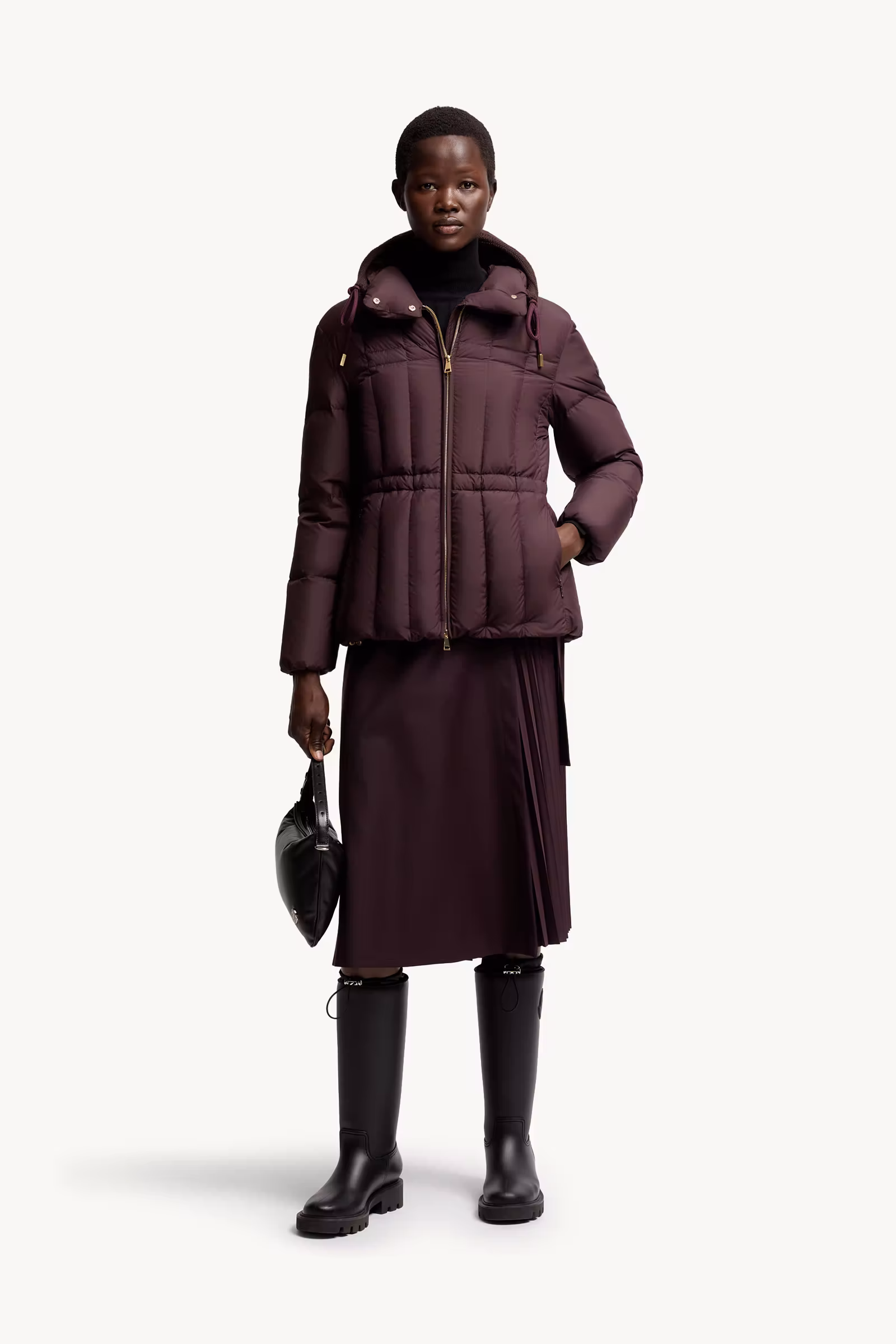 Estom Vertical-Quilted Hooded Short Down Jacket