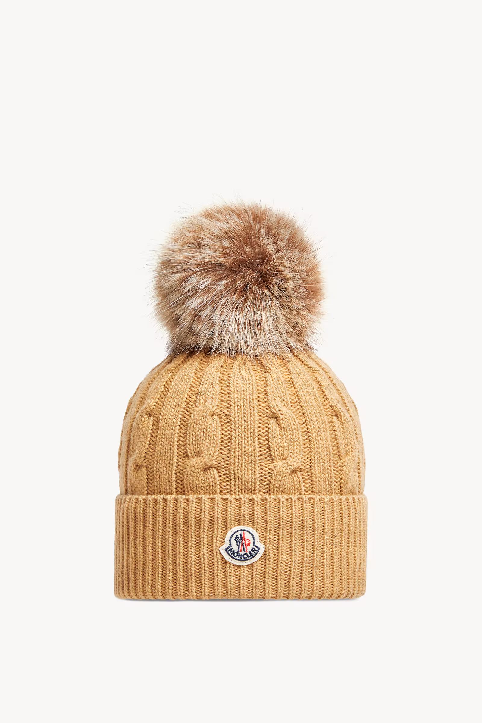 Wool & Cashmere Beanie with Faux Fur Pom Pom