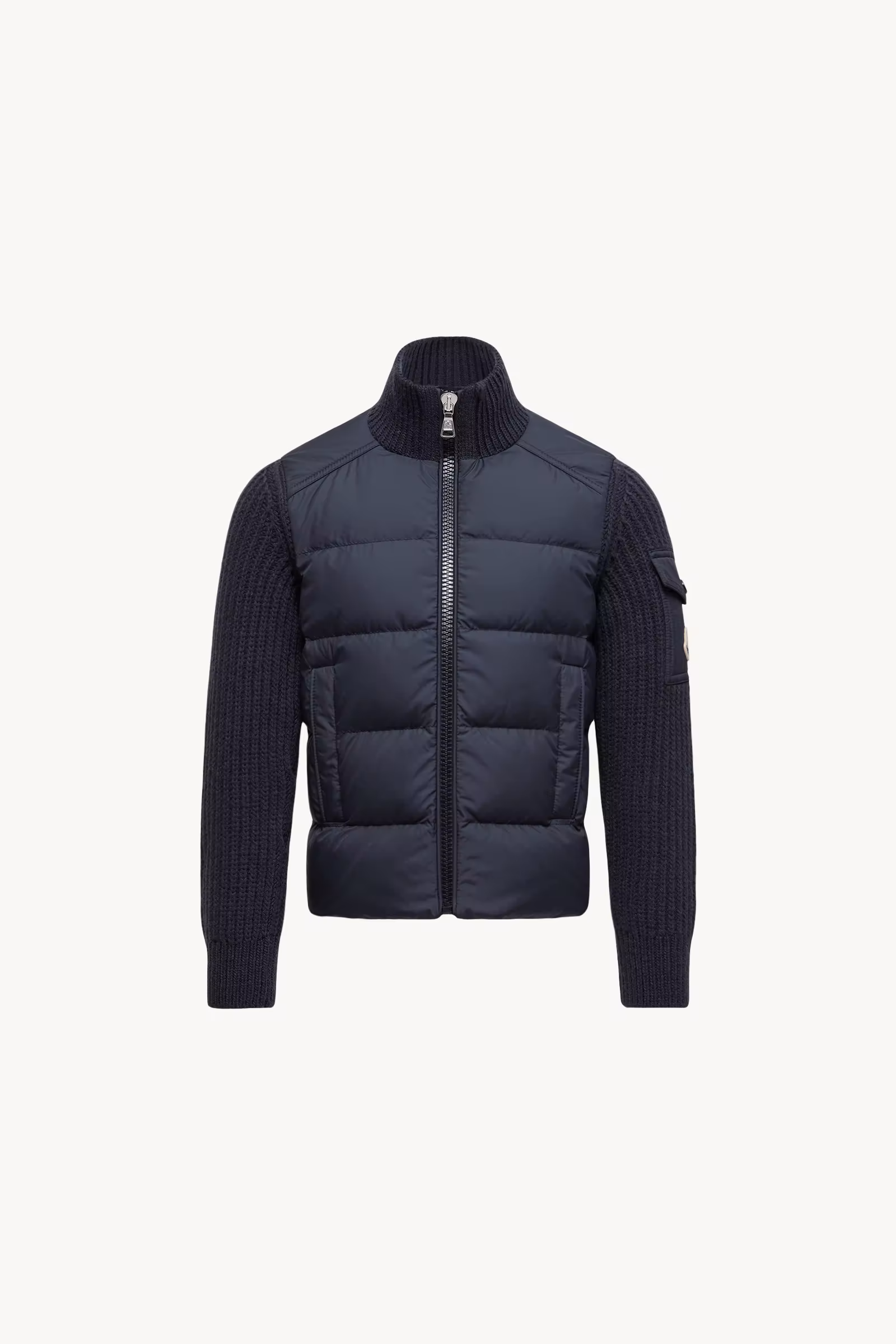 Padded Wool Zip-Up Cardigan