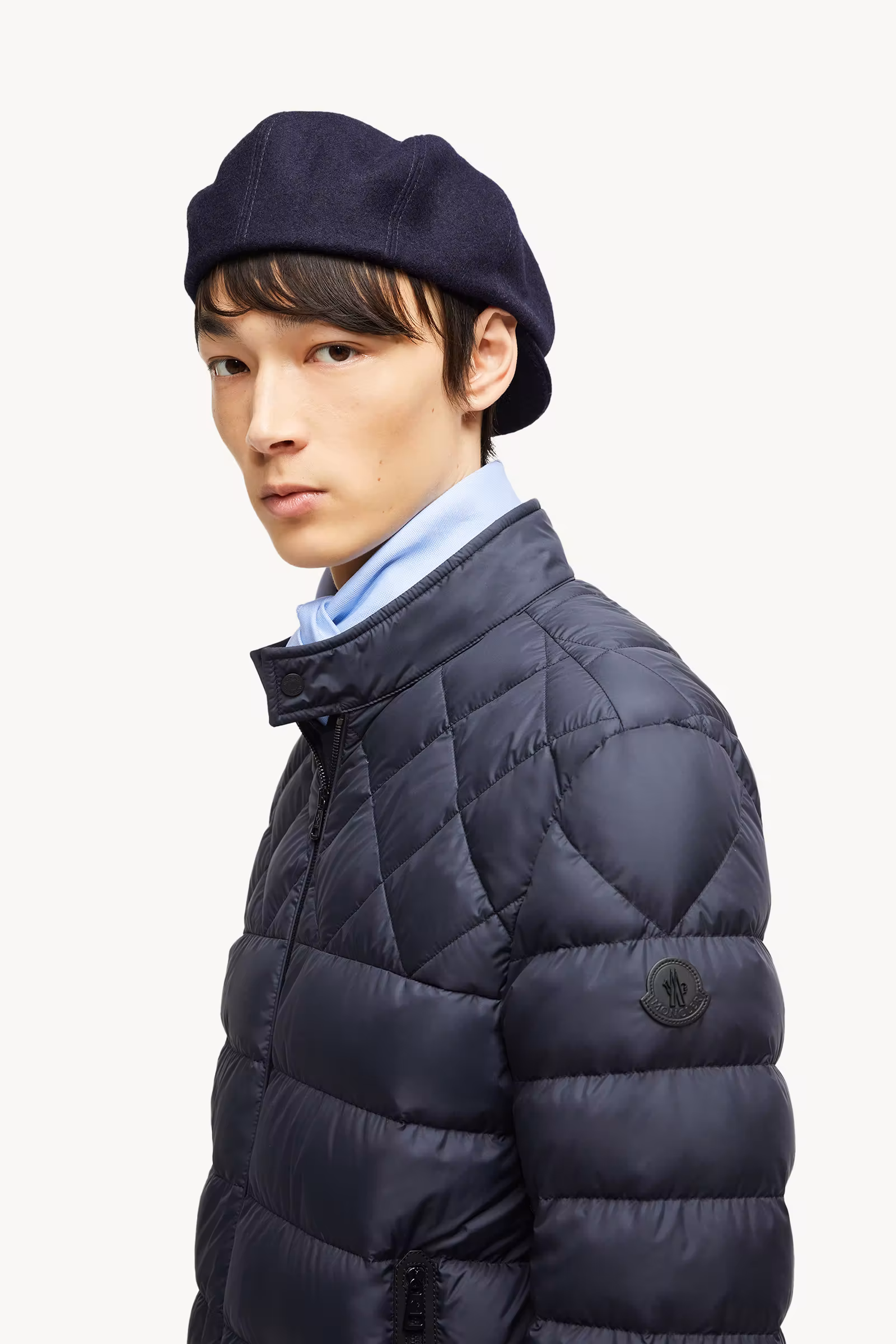 Tuile Leather-Trimmed Down Biker Jacket