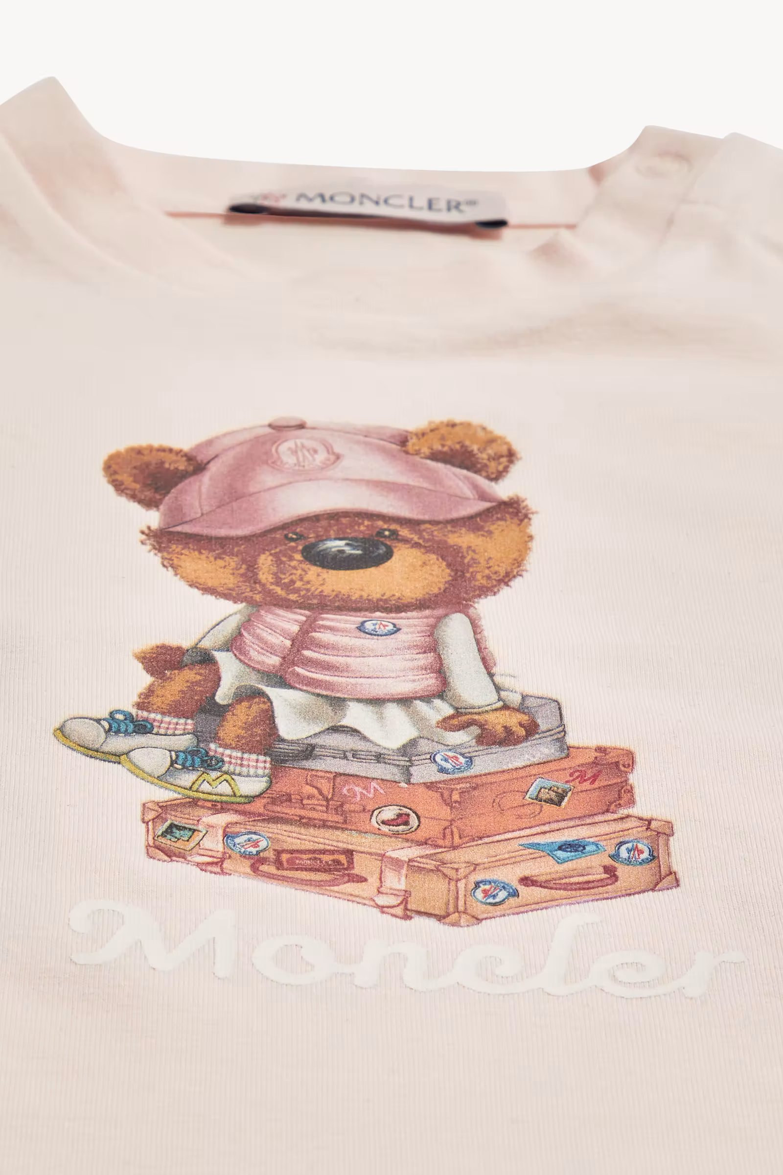 Teddy Bear Motif Cotton T-Shirt