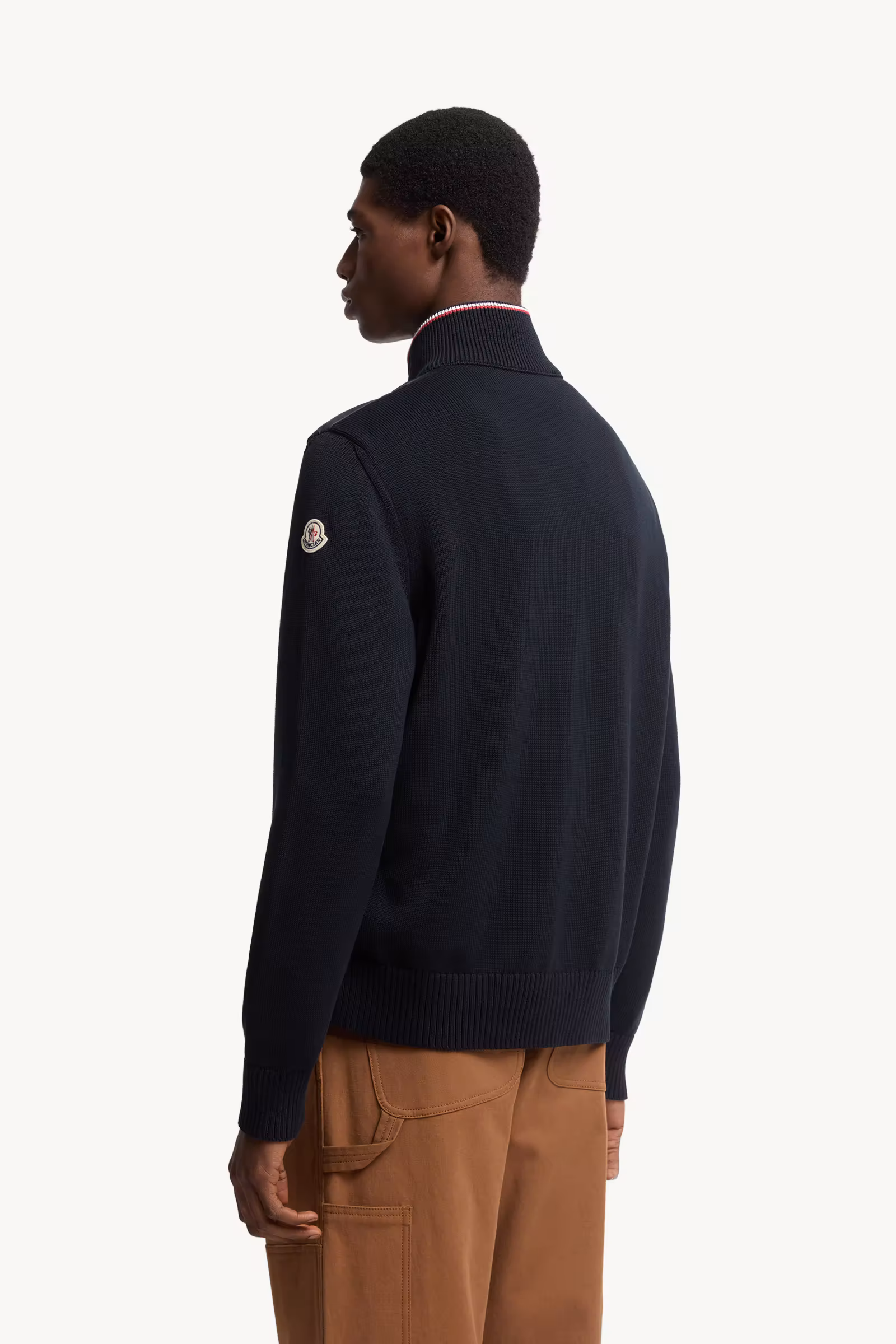 Padded Zip-Up Cotton Cardigan