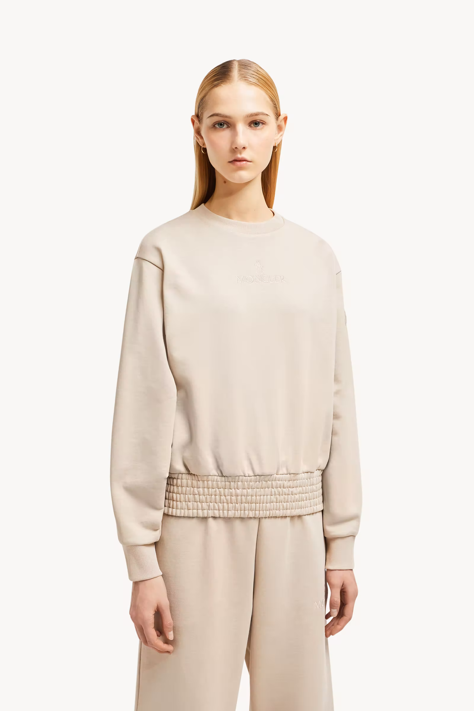 Pleated Sleeve Cotton Sweatshirt