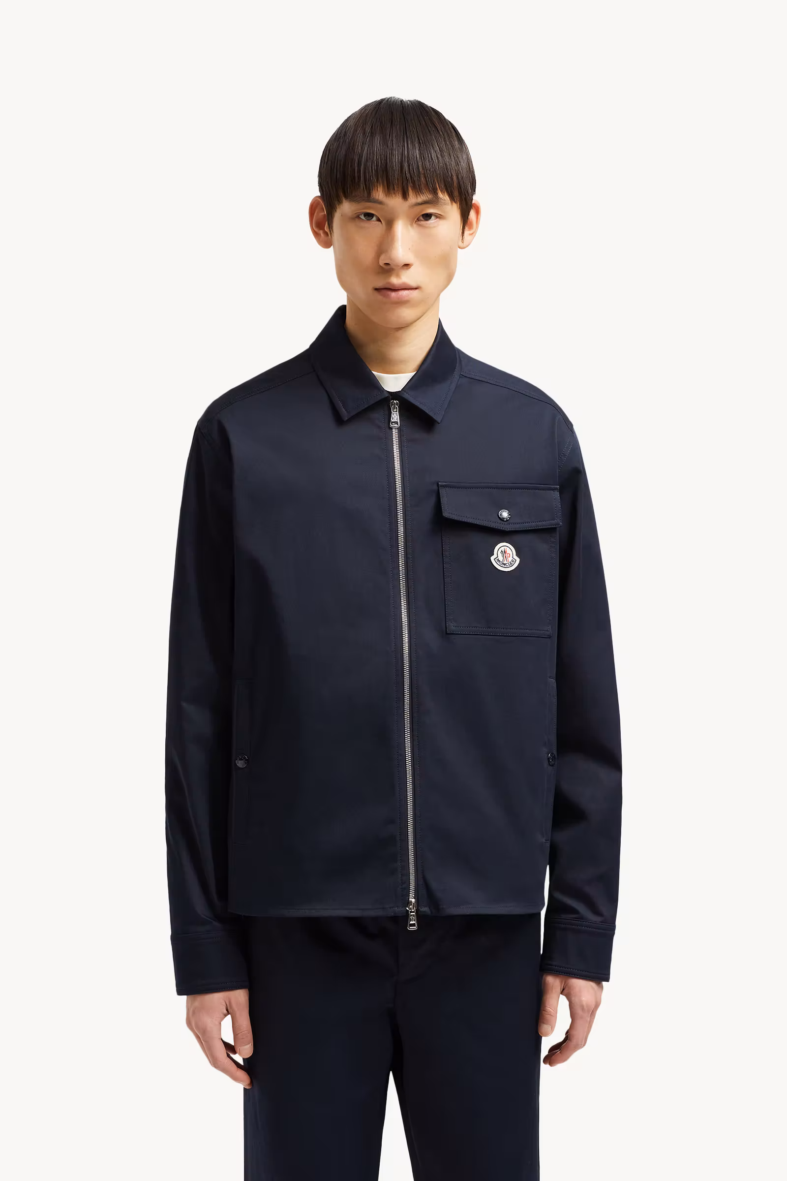 Cotton Gabardine Zip-Up Shirt Jacket