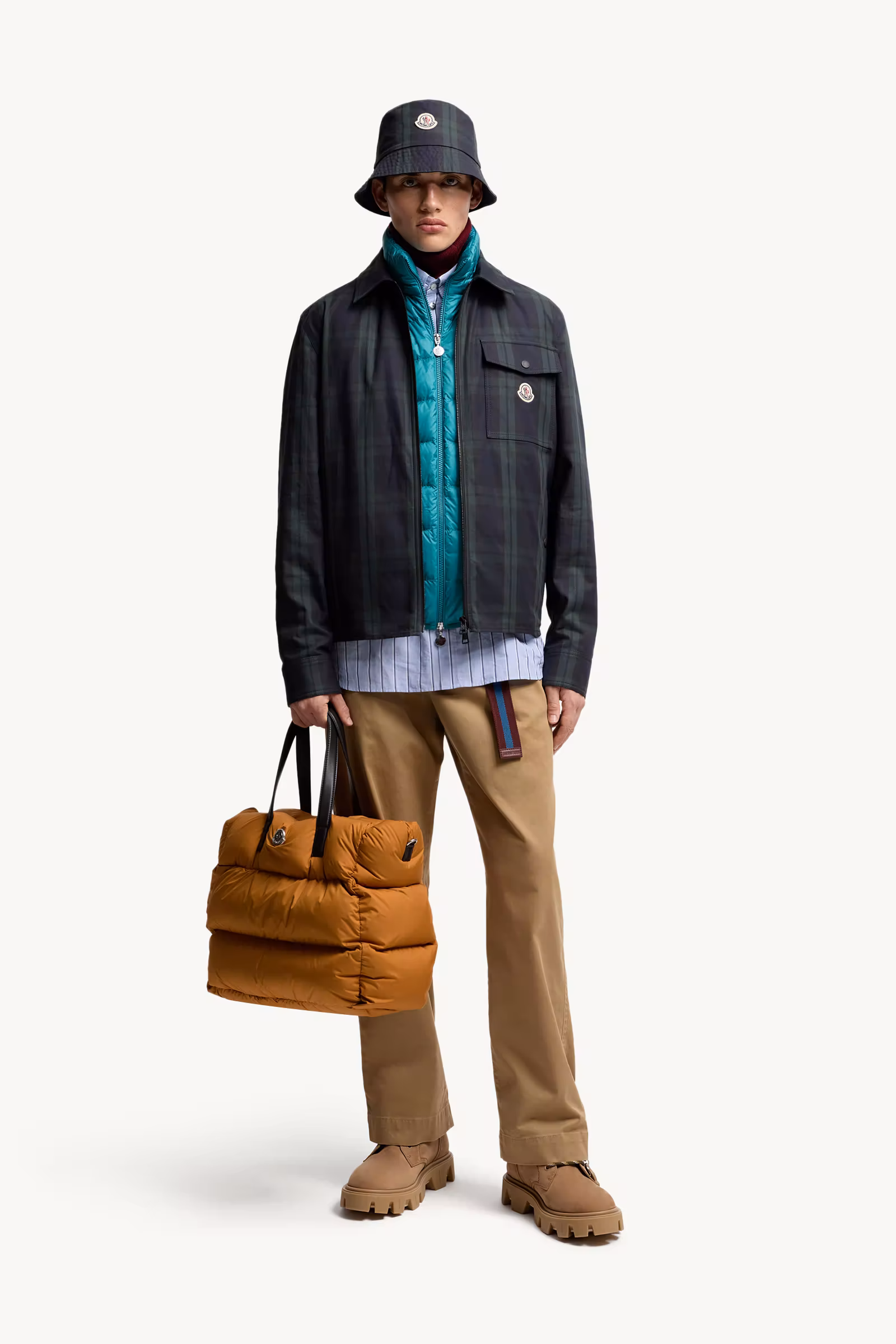 Checked Cotton Gabardine Long Sleeve Shirt