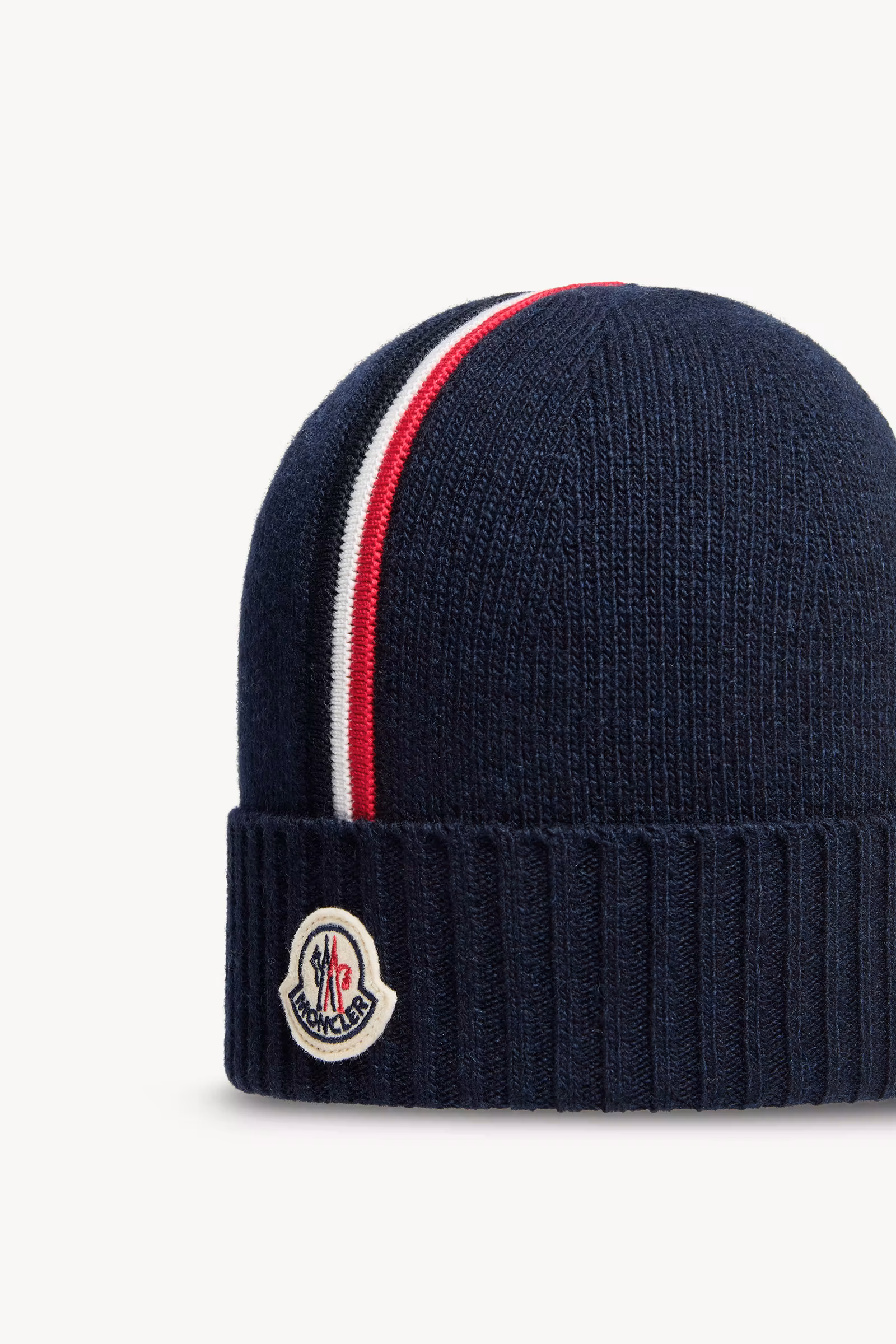 Tricolor-Trimmed Wool Beanie
