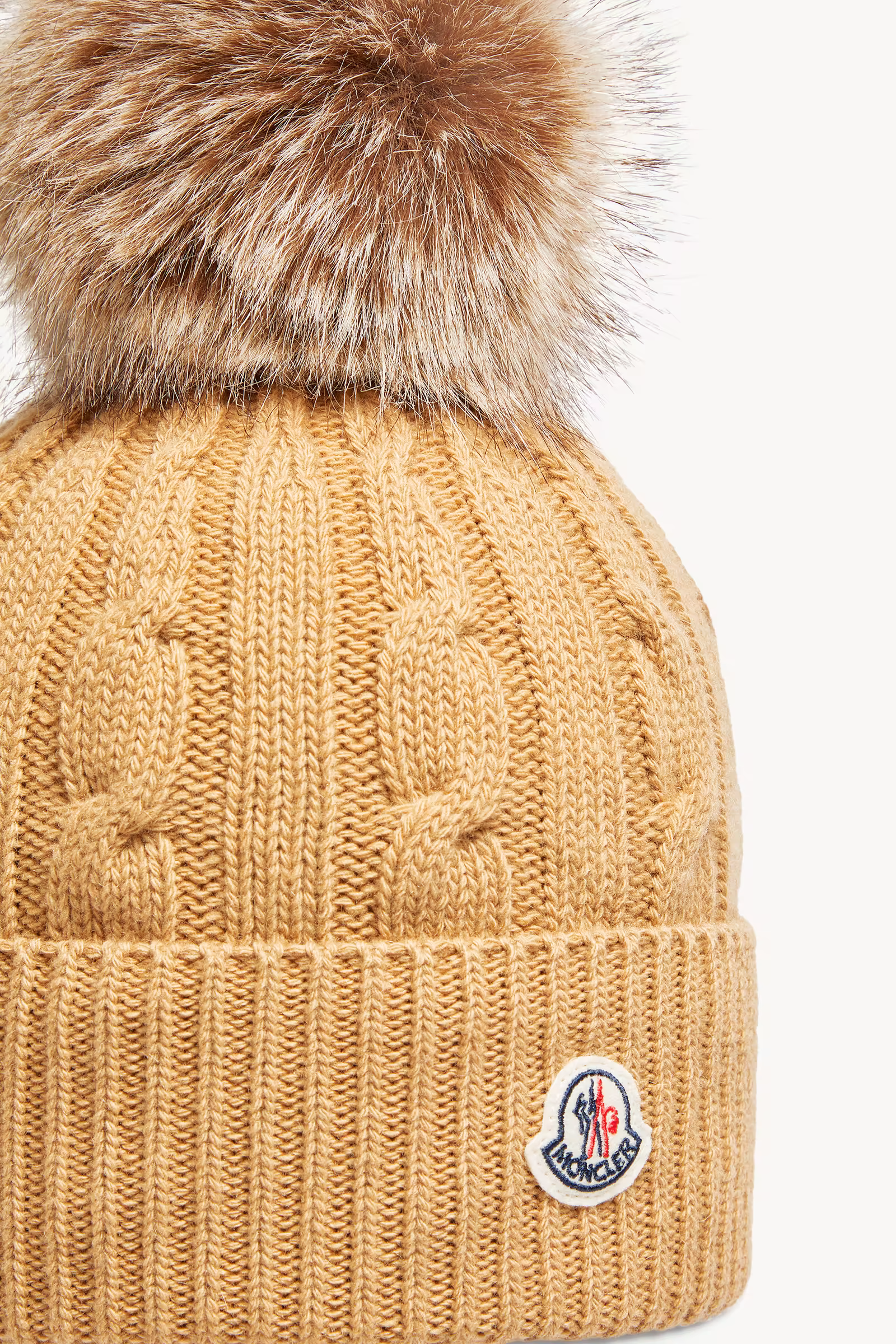 Wool & Cashmere Beanie with Faux Fur Pom Pom