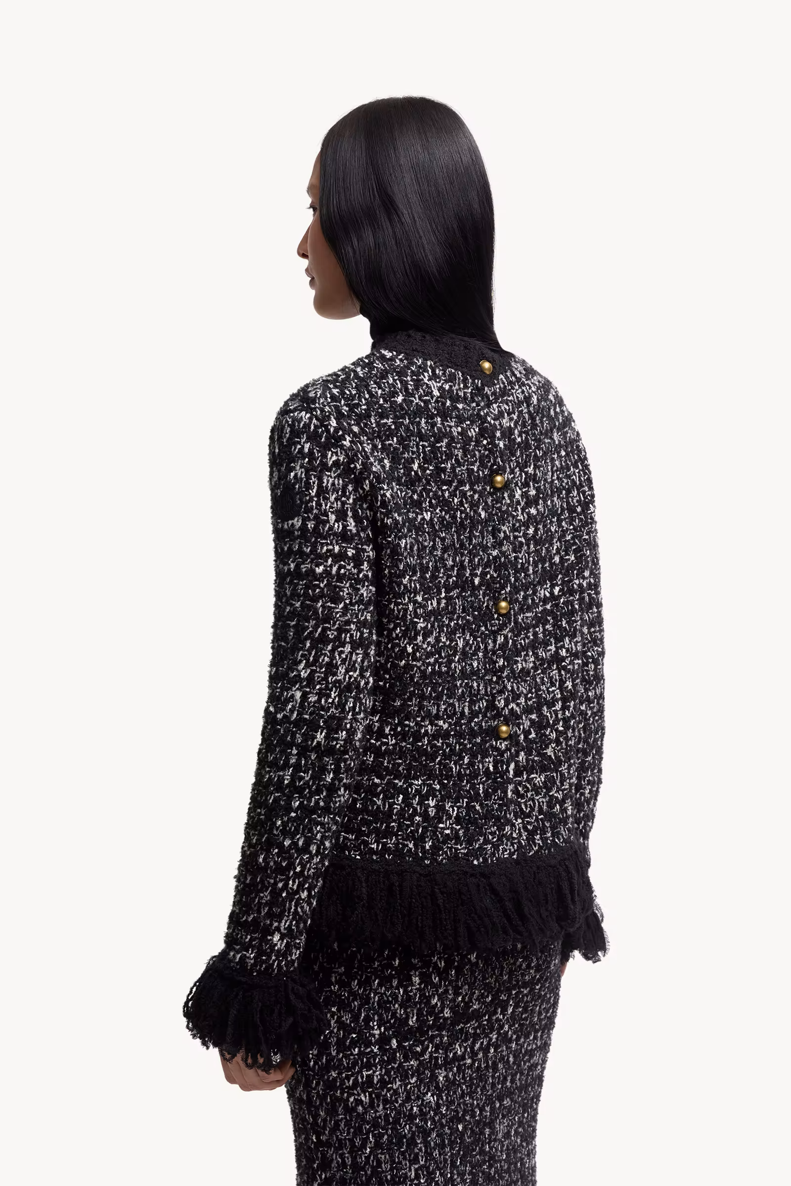 Fringe-Trim Wool Blend Sweater