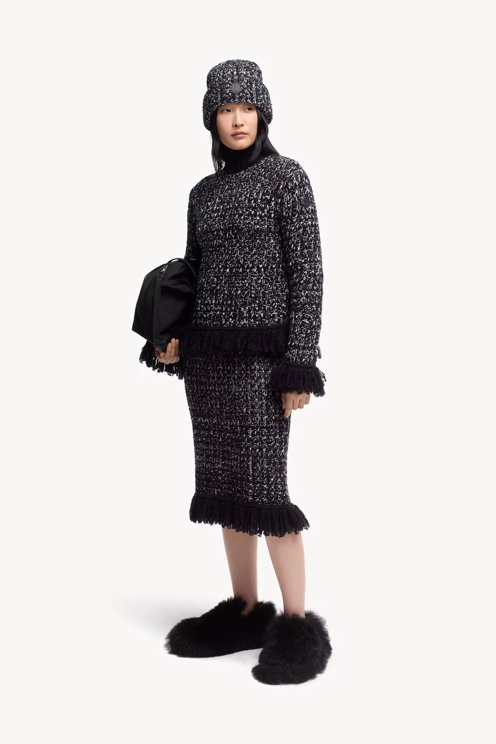 Fringe-Trim Wool Blend Sweater