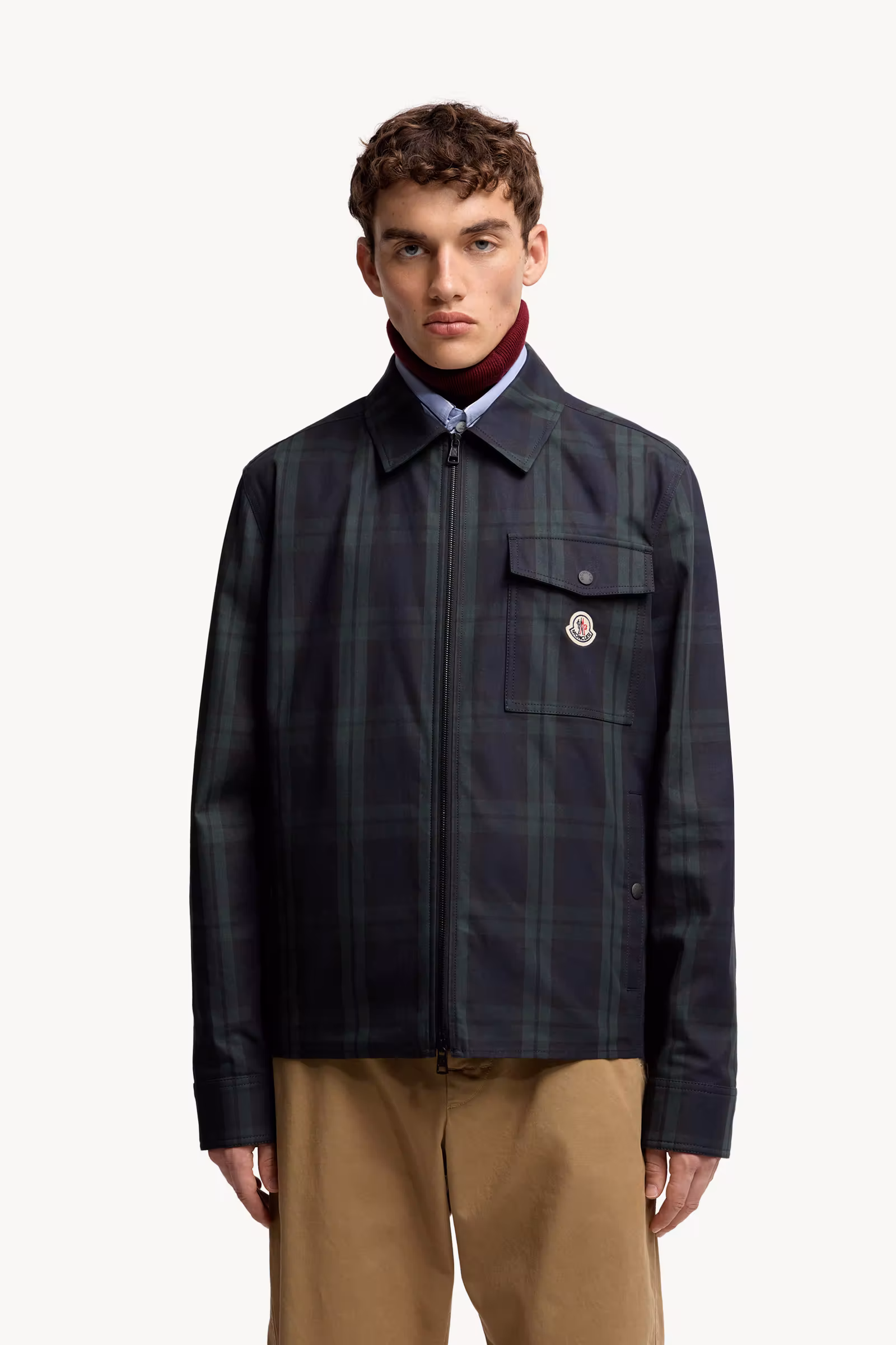 Checked Cotton Gabardine Long Sleeve Shirt