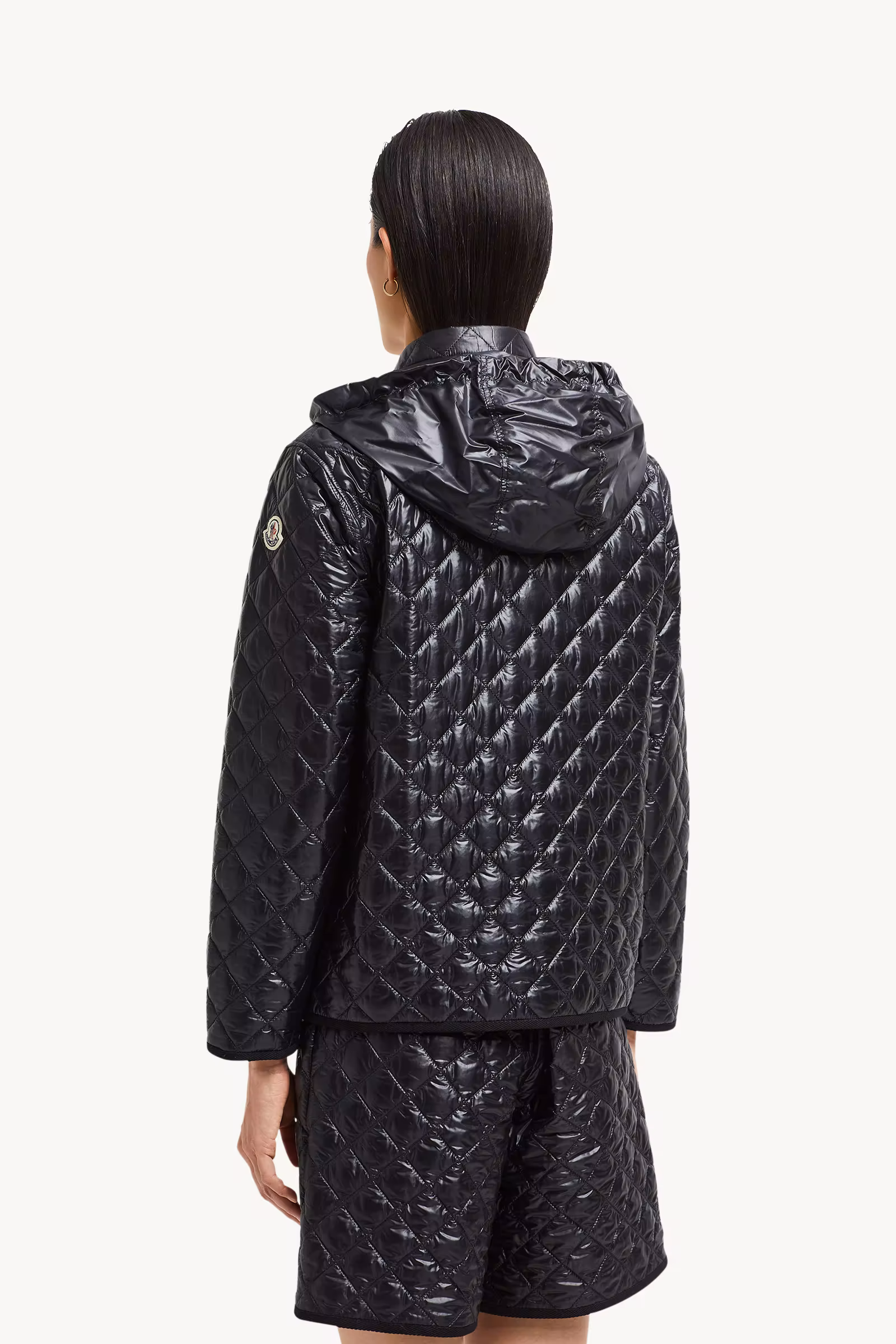 Floral-Quilted Hooded Shirt Jacket