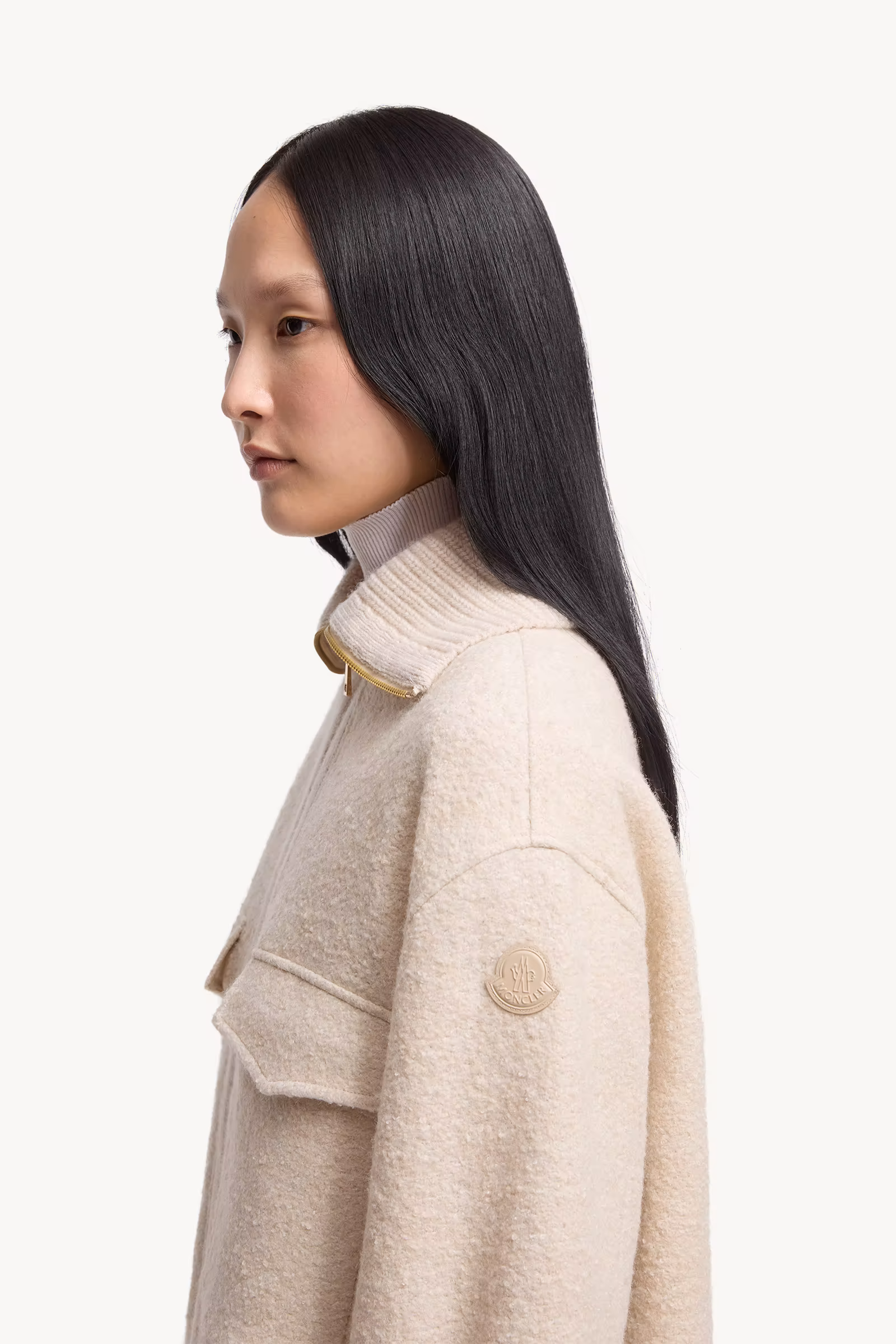 Bouclé Wool Blend Zip-Up Shirt