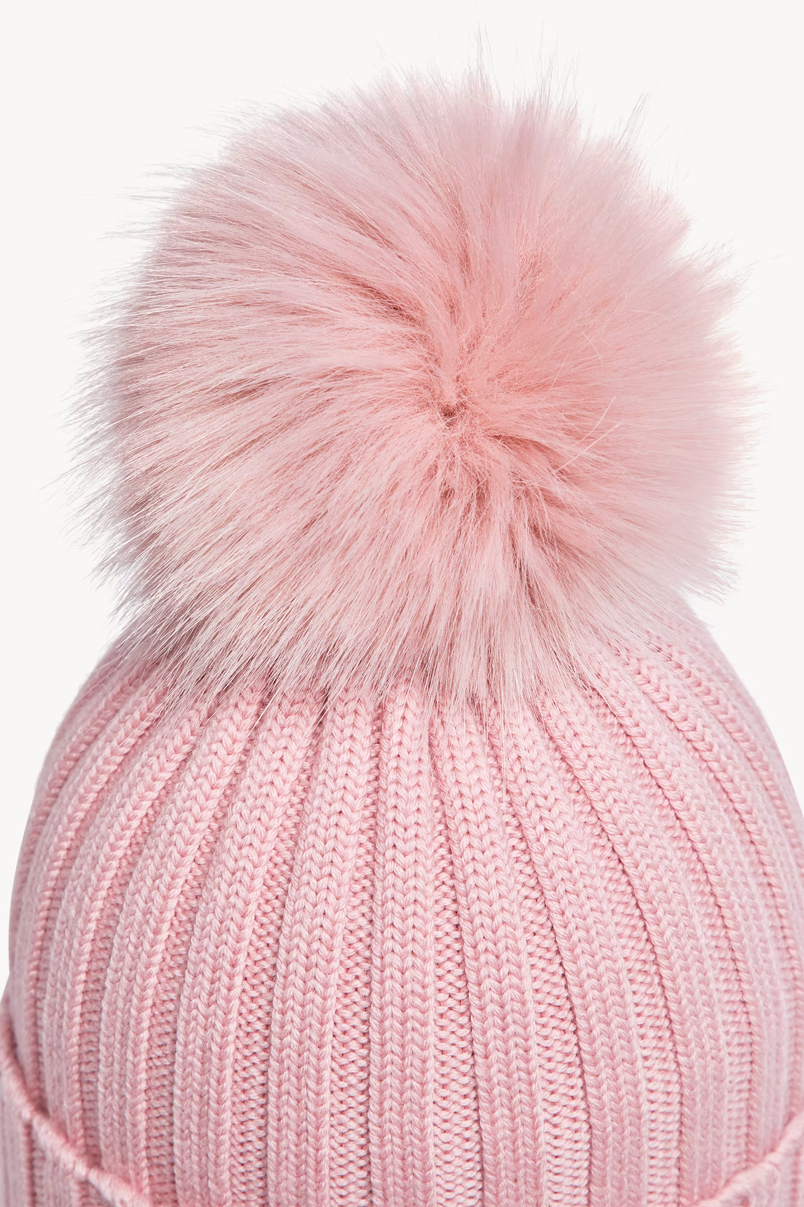 Wool Beanie with Faux Fur Pom Pom