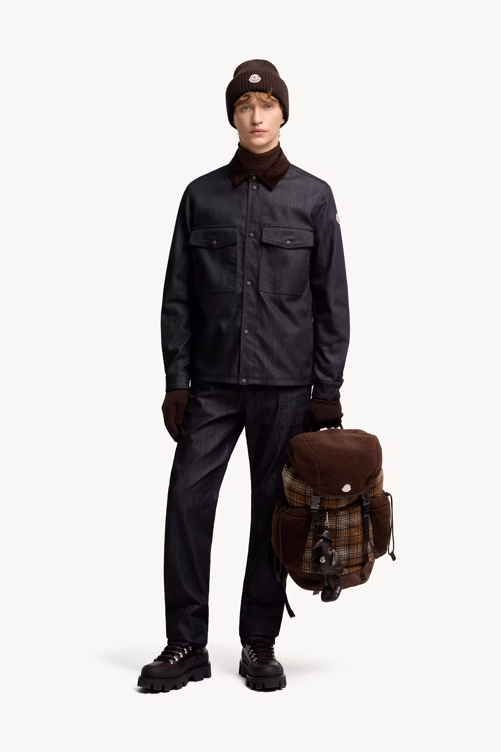 Denim Corduroy-Trimmed Shirt Jacket