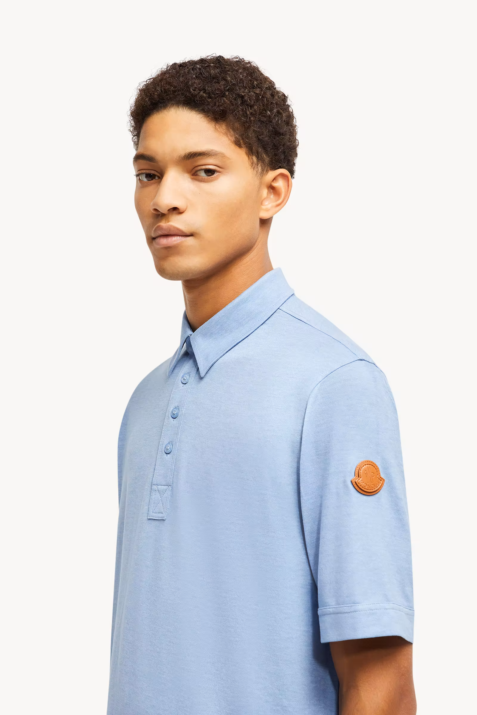 Double Leather Logo Cotton Polo Shirt