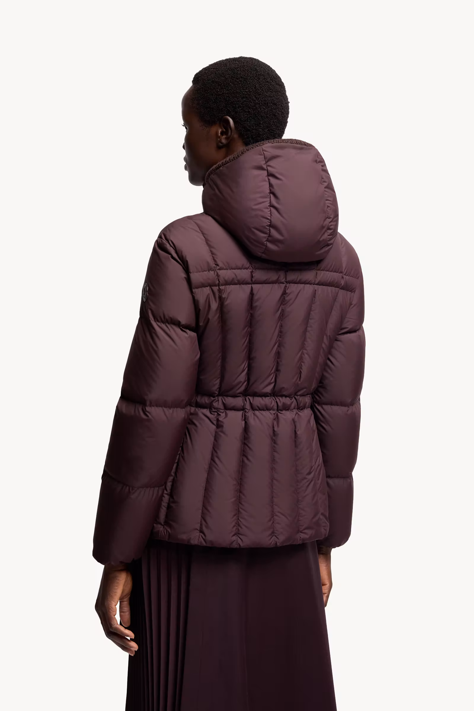 Estom Vertical-Quilted Hooded Short Down Jacket