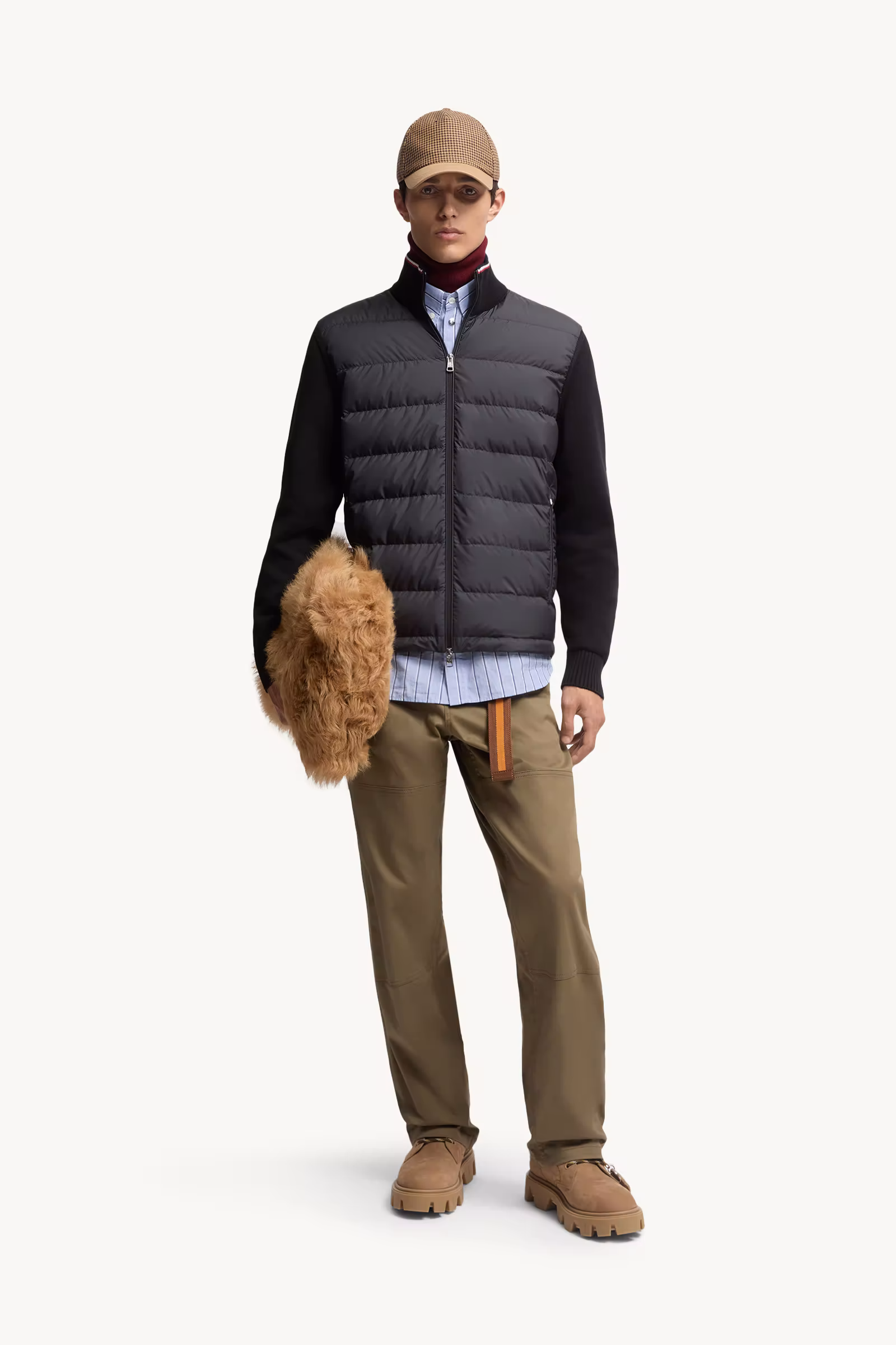 Padded Zip-Up Cotton Cardigan