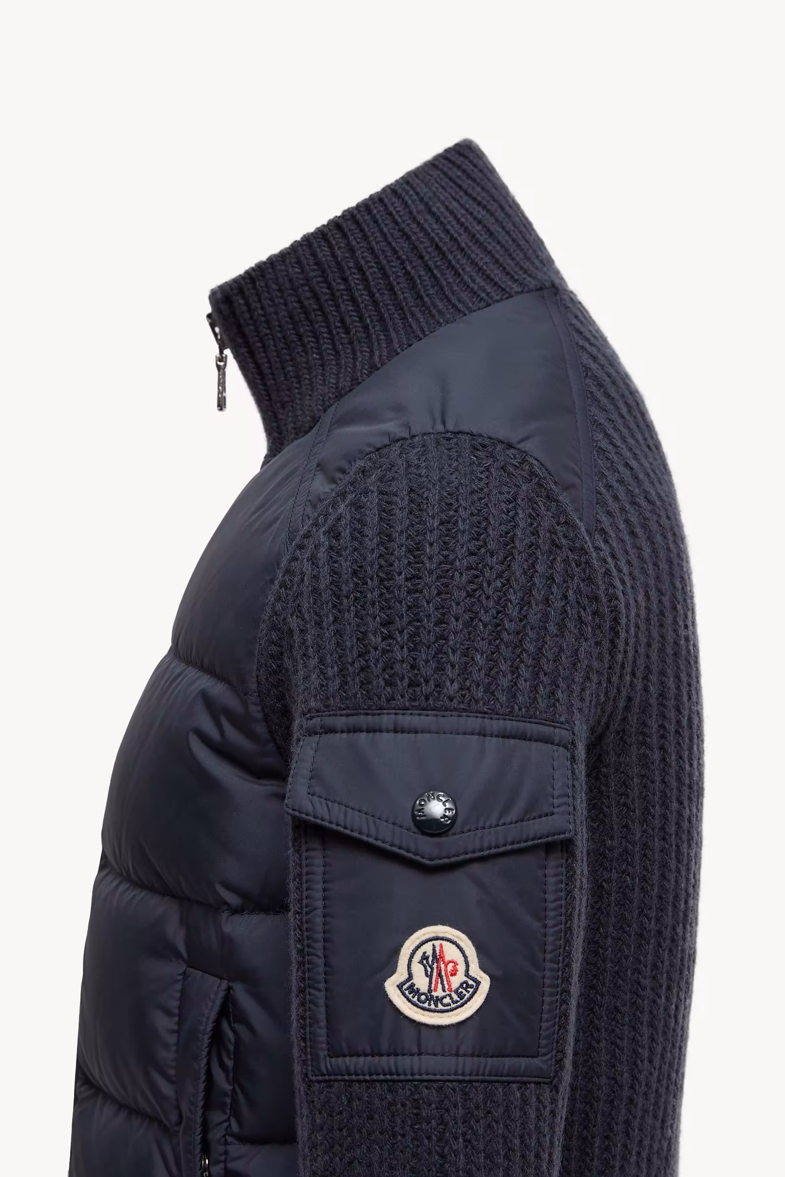 Padded Wool Zip-Up Cardigan