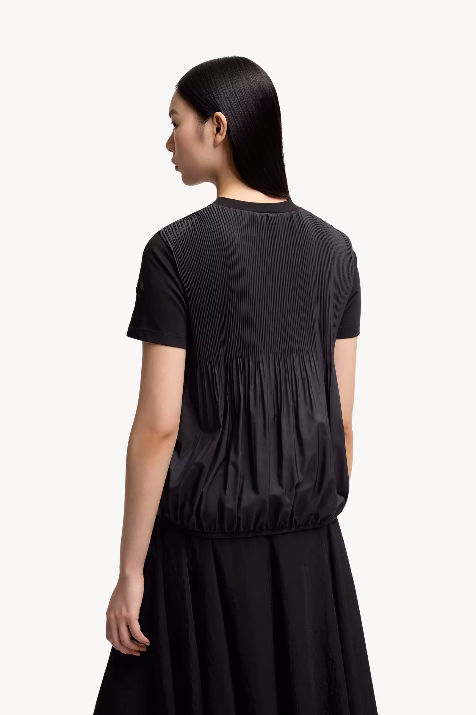 Pleated Back Cotton T-Shirt