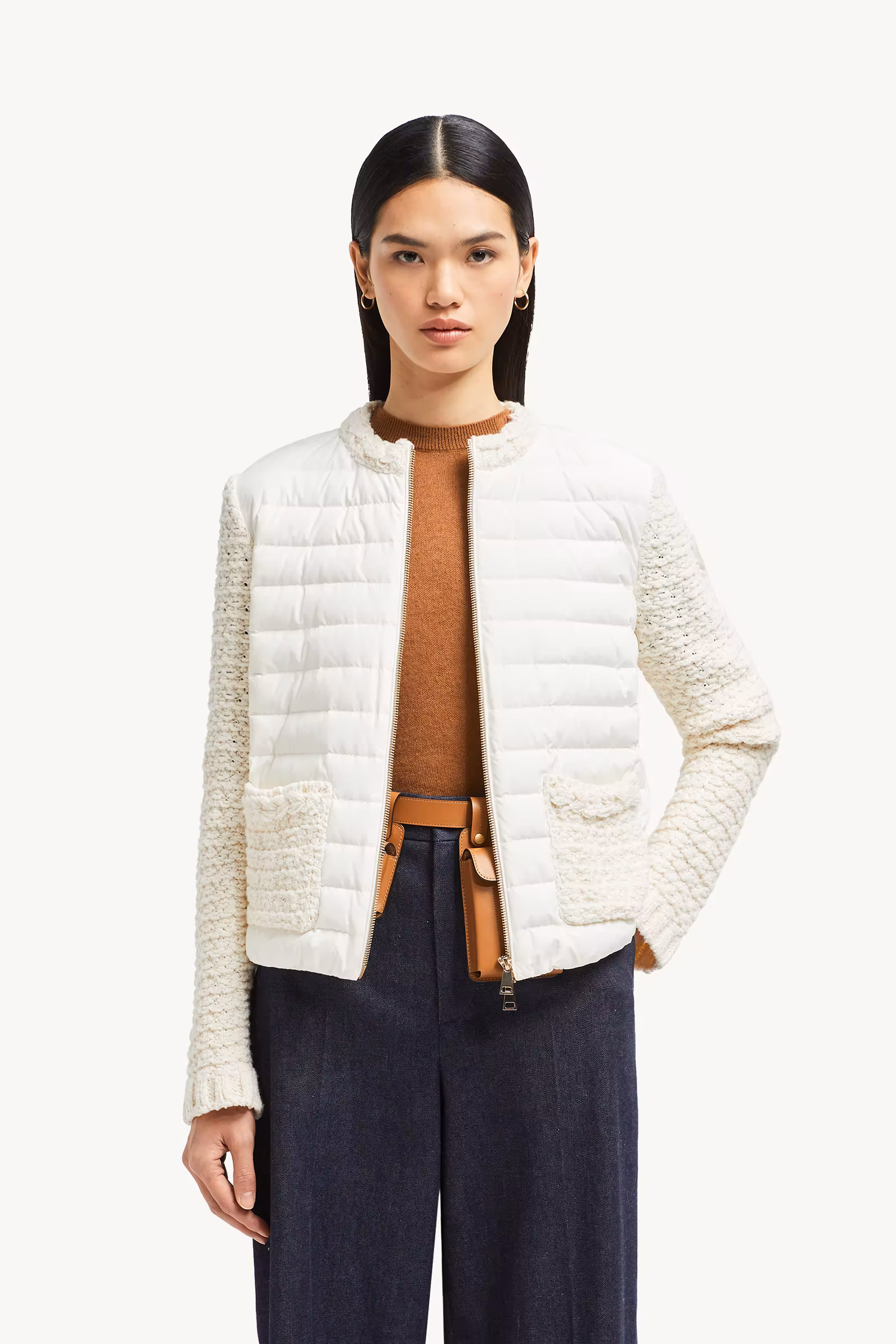 Padded Cotton Zip-Up Cardigan