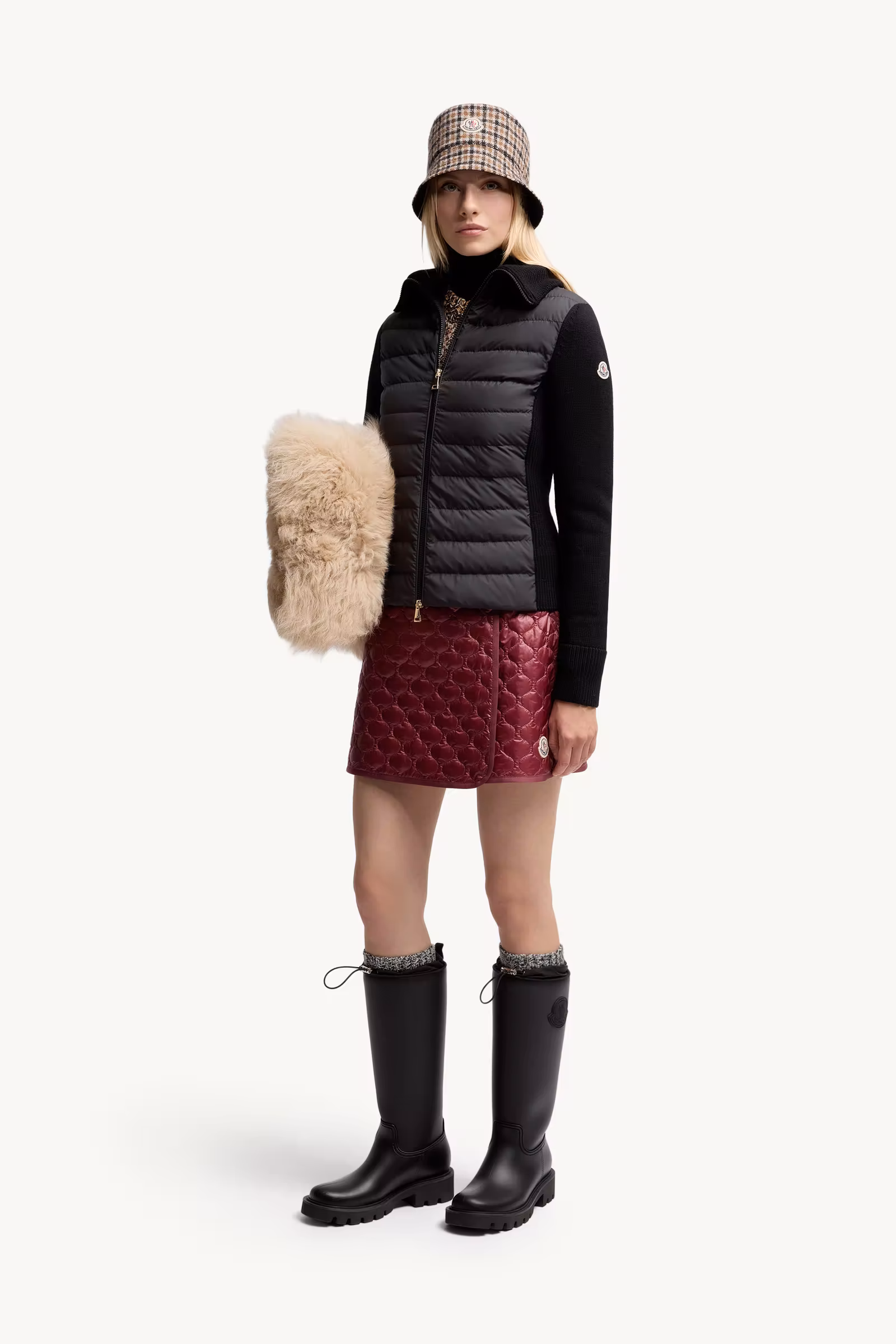 Padded Wool Zip-Up Cardigan