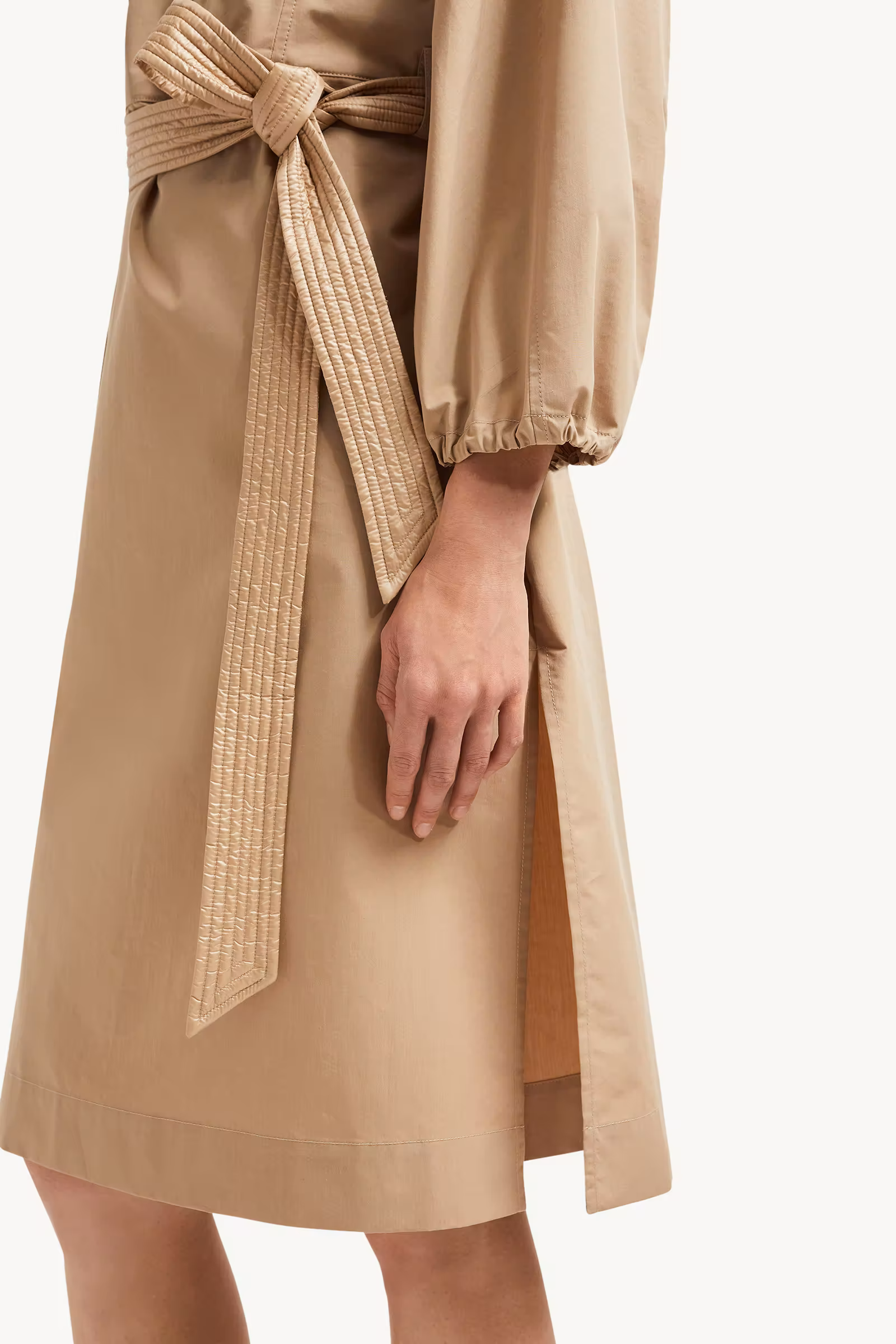 Belted Poplin Midi Dress