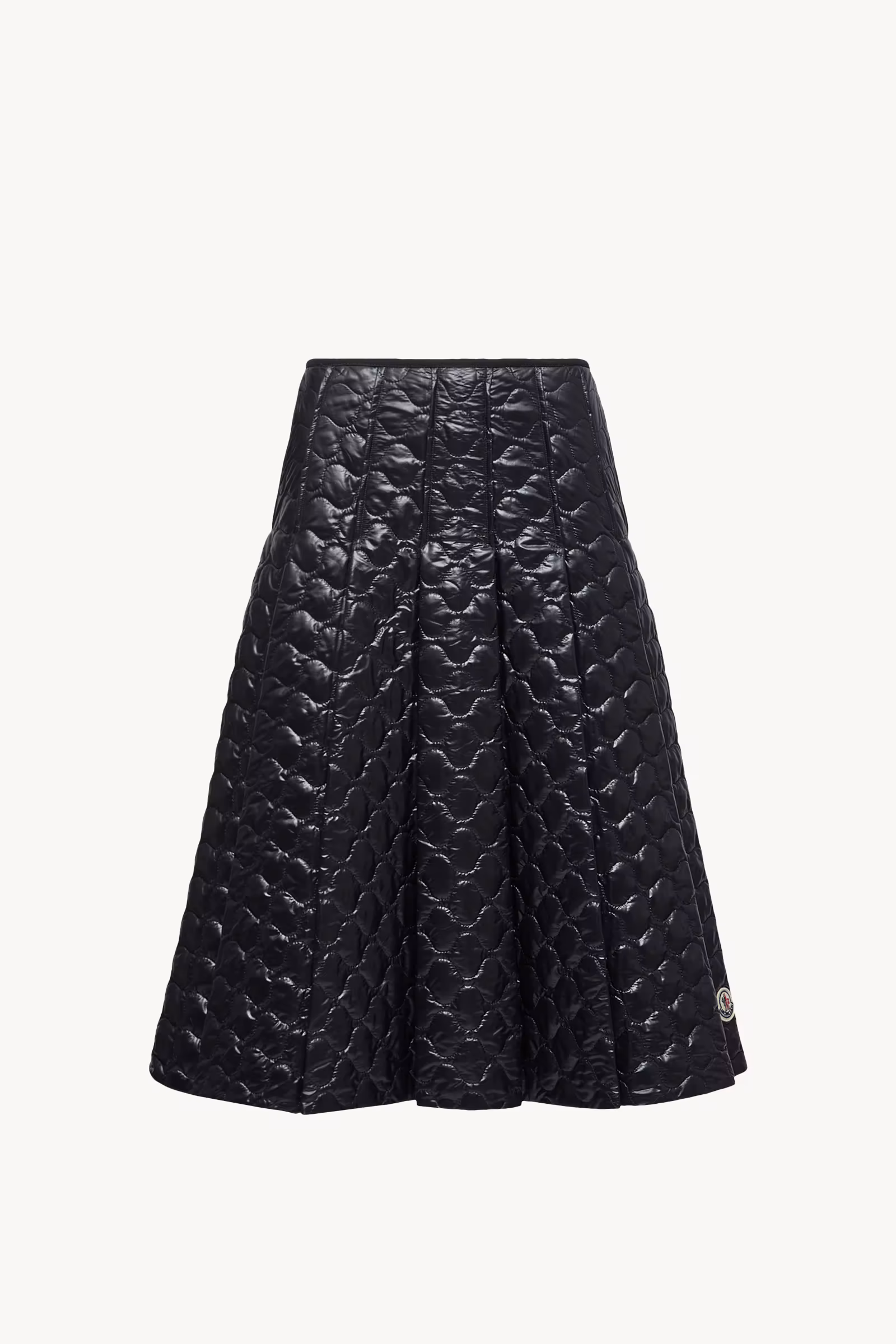 Square-Quilted Padded Midi Skirt