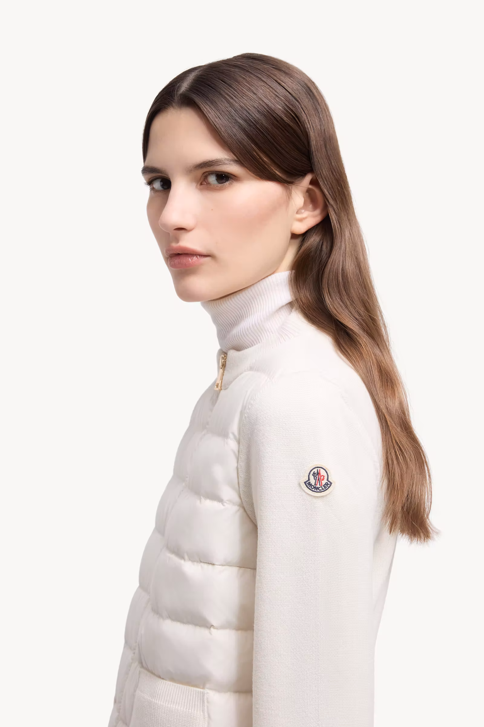 Padded Wool Zip-Up Cardigan