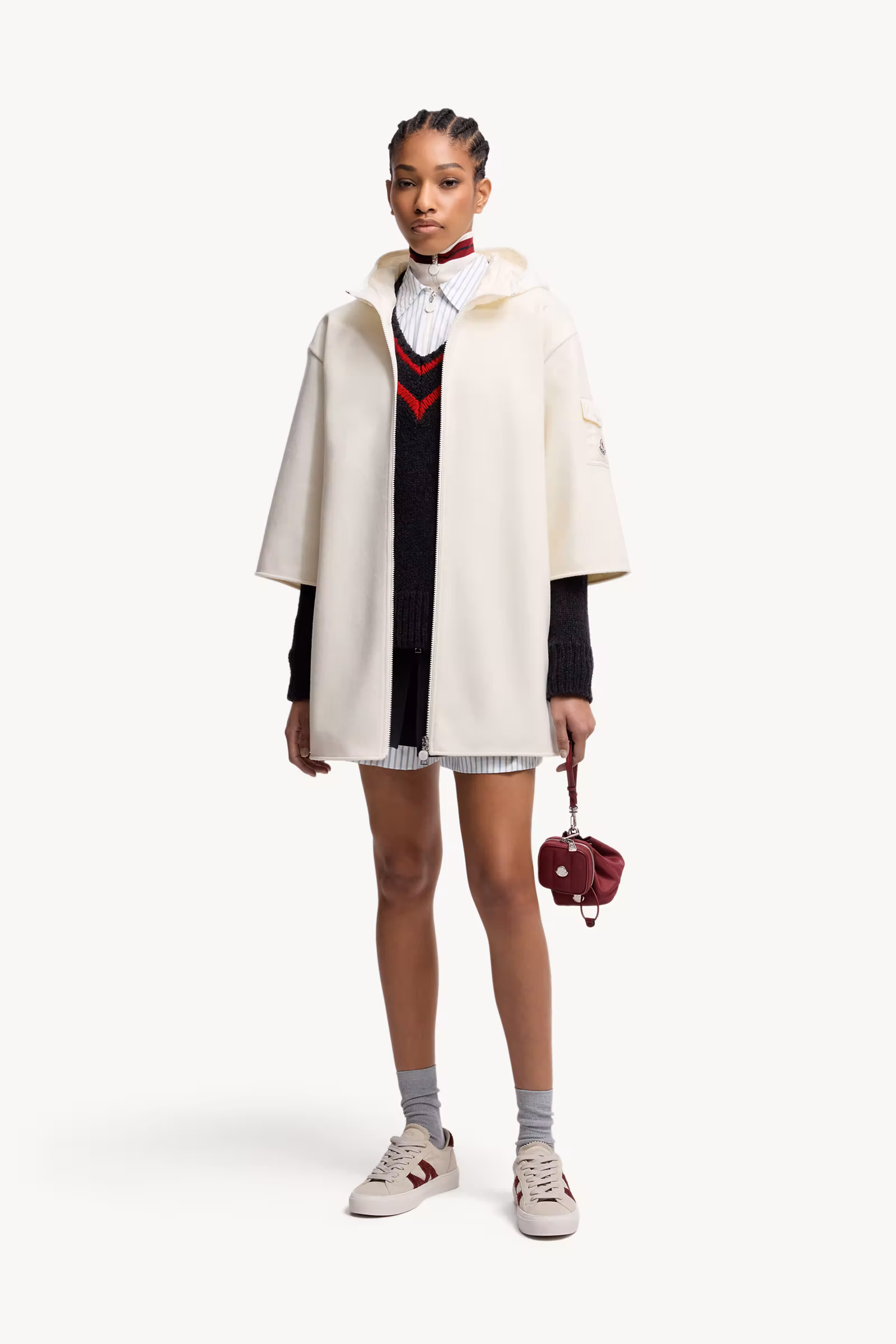 Wool Hooded Zip-Up Cape