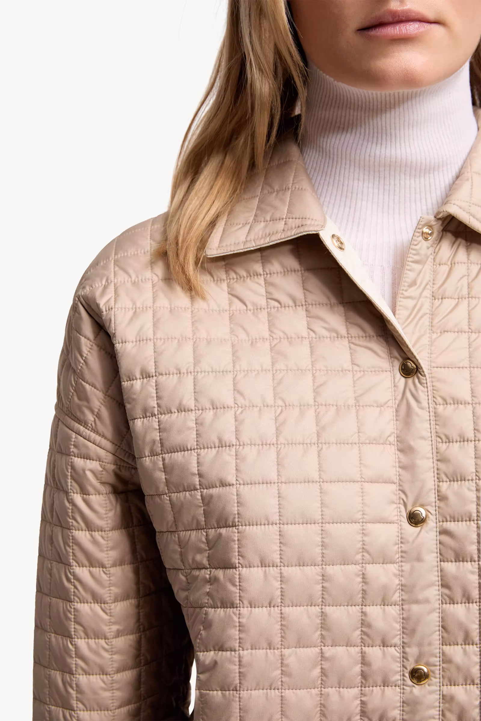 Square-Quilted Reversible Padded Shirt