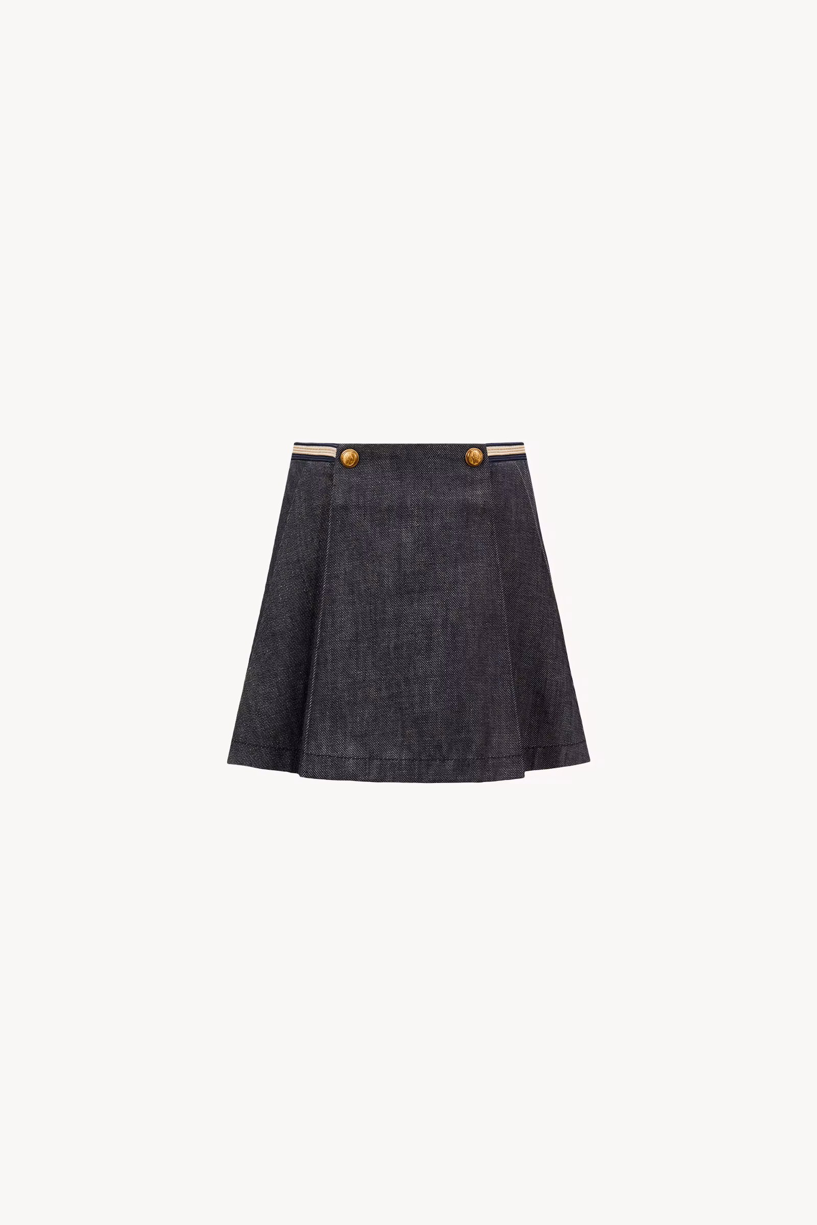 Pleated Denim Skirt