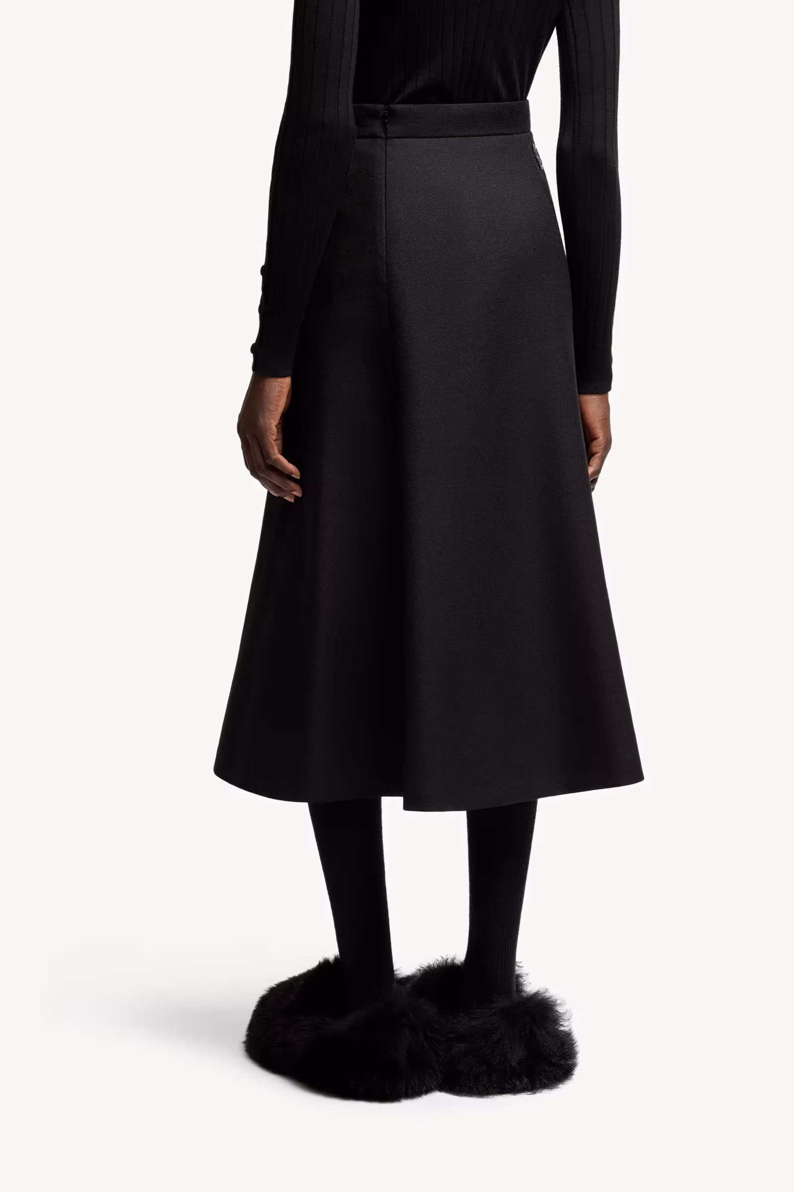 Mouliné Wool Midi Skirt