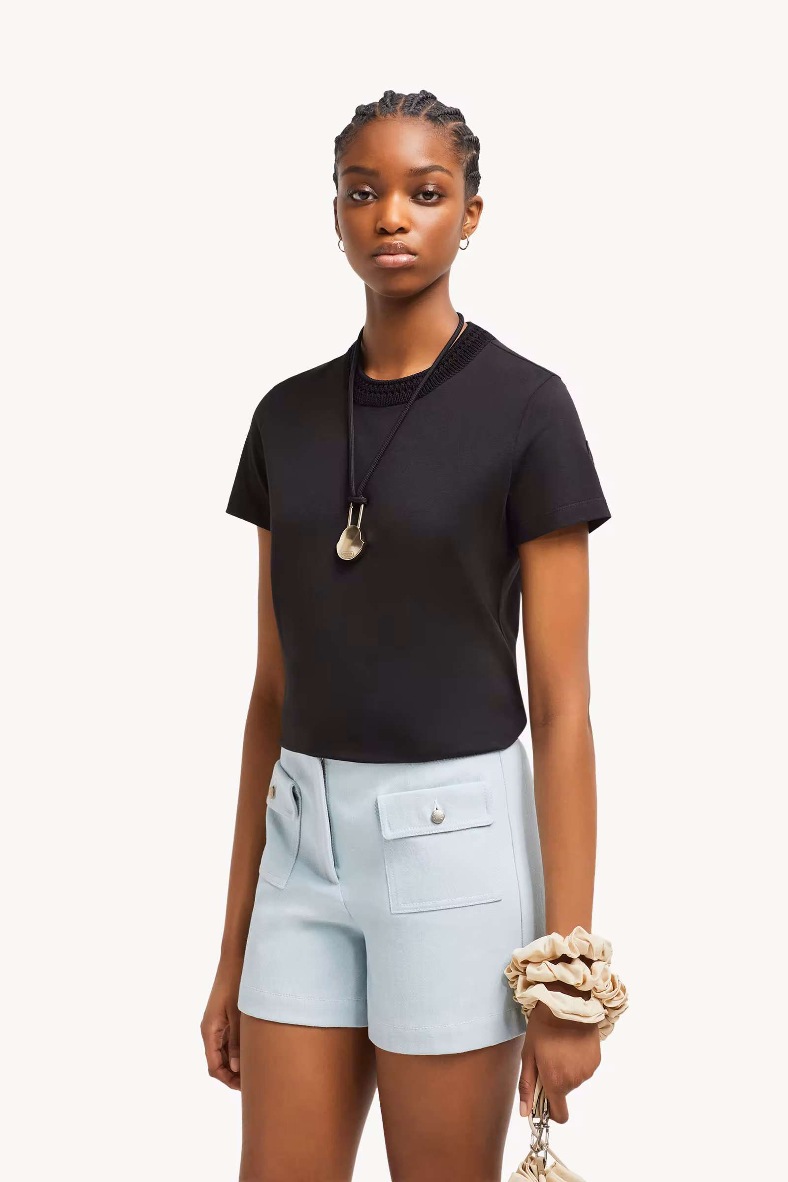 Crochet Accent Cotton T-Shirt