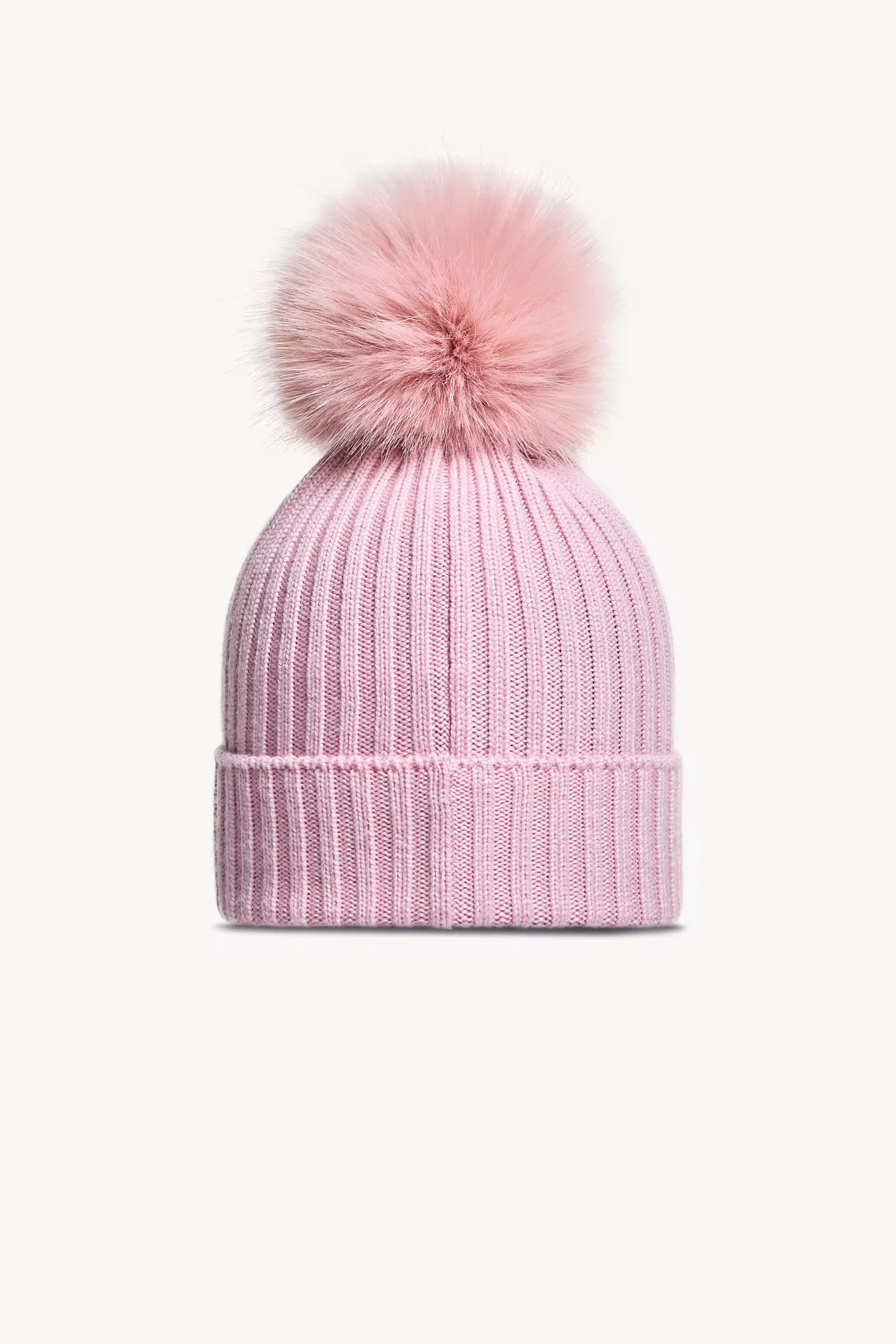 Wool Beanie with Faux Fur Pom Pom