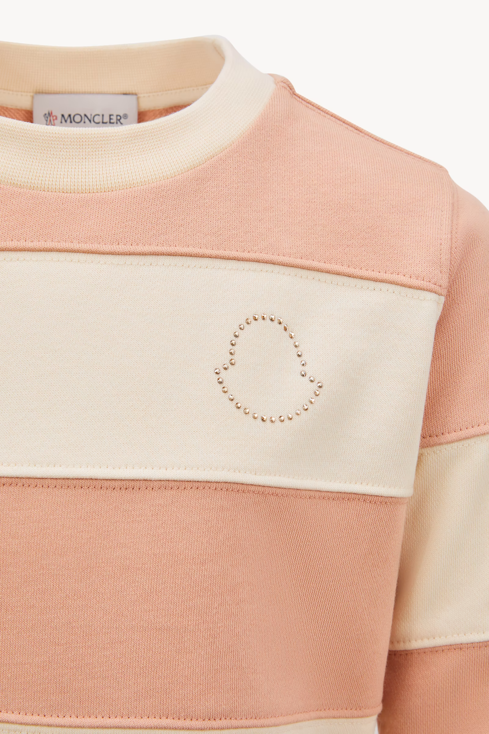 Rhinestones Logo Striped Cotton Sweatshirt