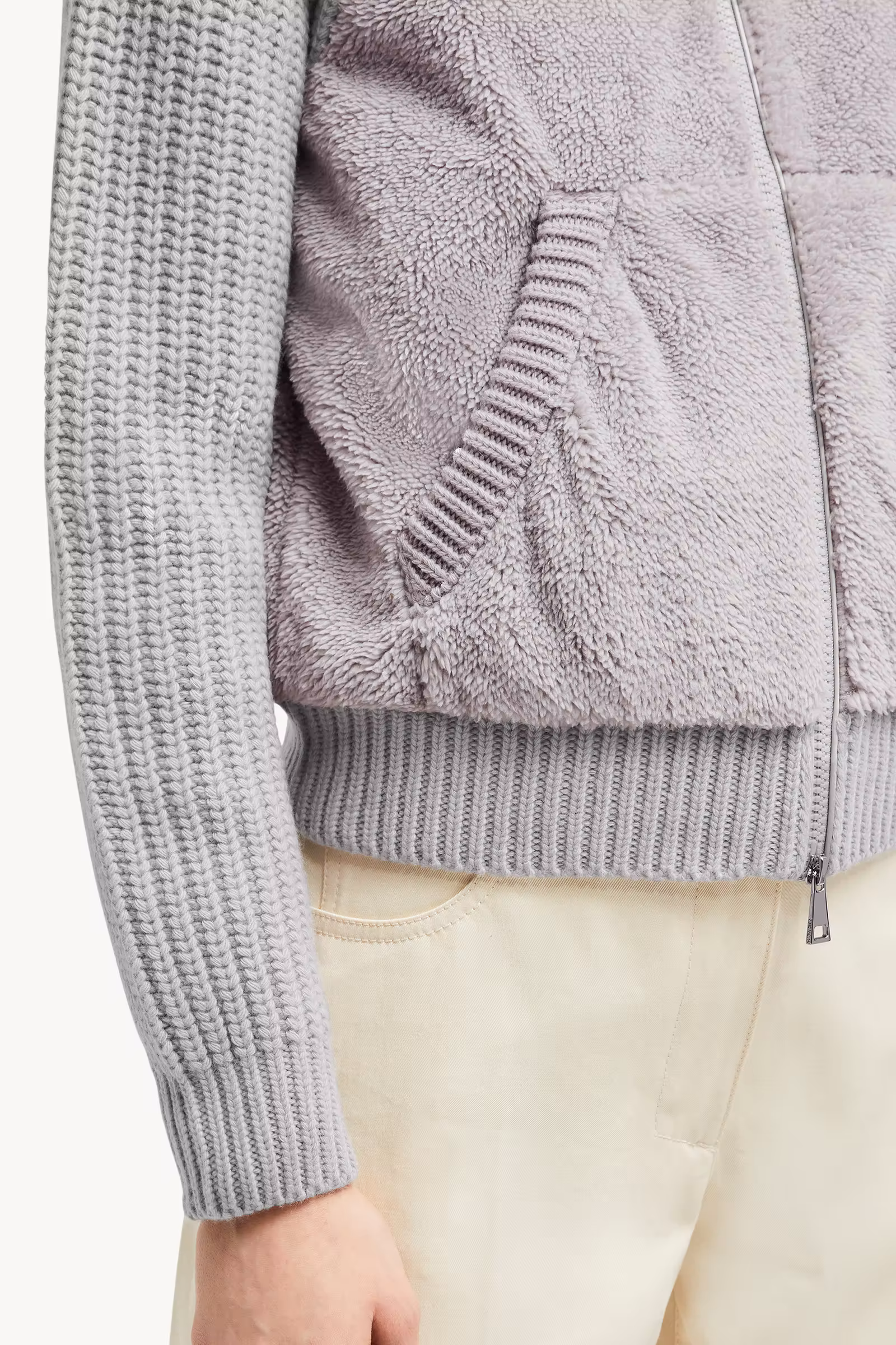 Padded Wool & Teddy Zip-up Hoodie