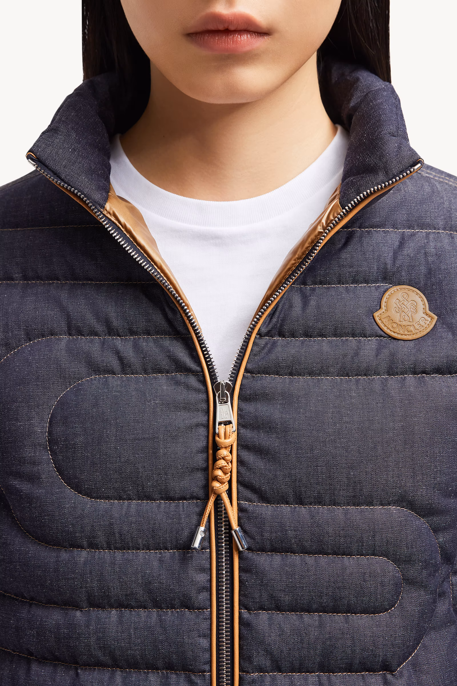 Xiaoqing Snake-Quilted Denim Short Down Jacket