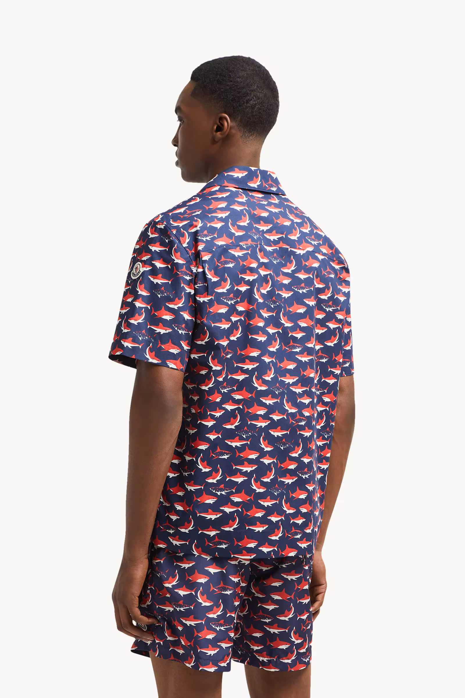 Shark Print Cotton Short Sleeve Shirt