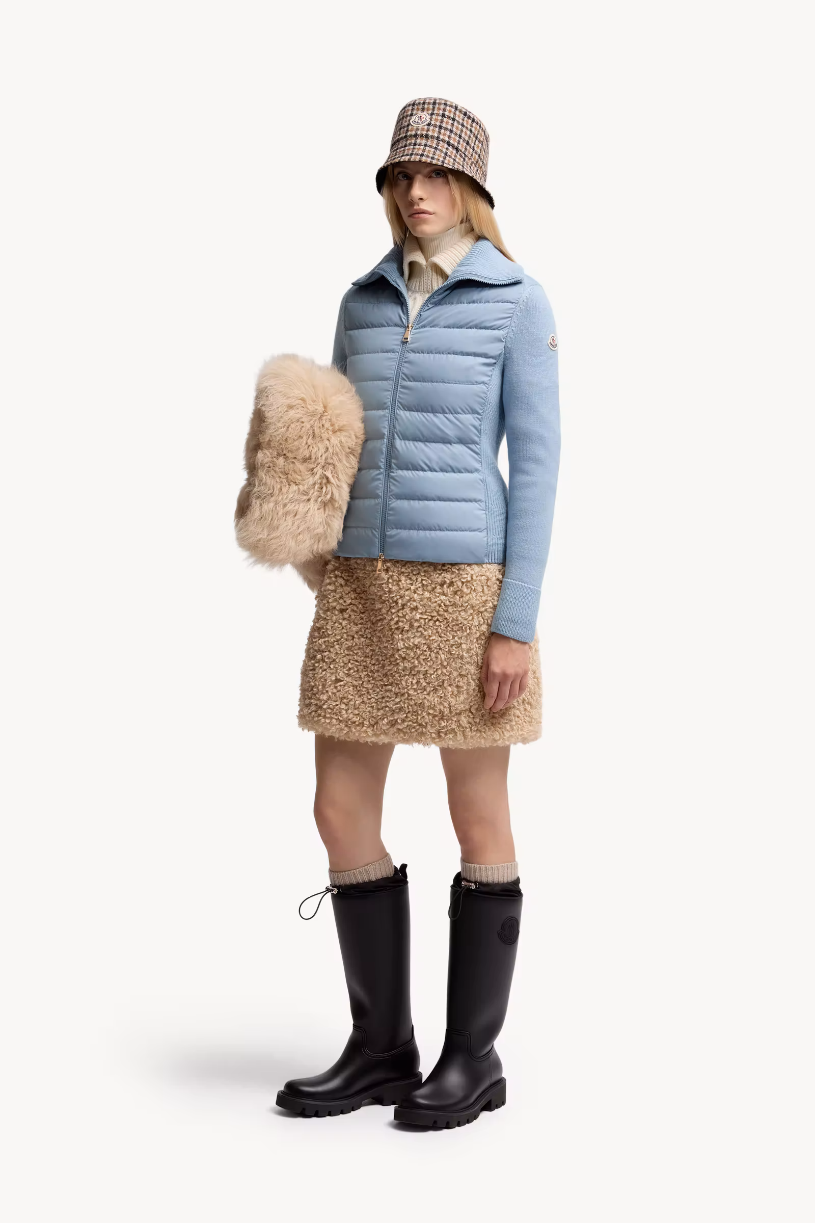 Padded Wool Zip-Up Cardigan