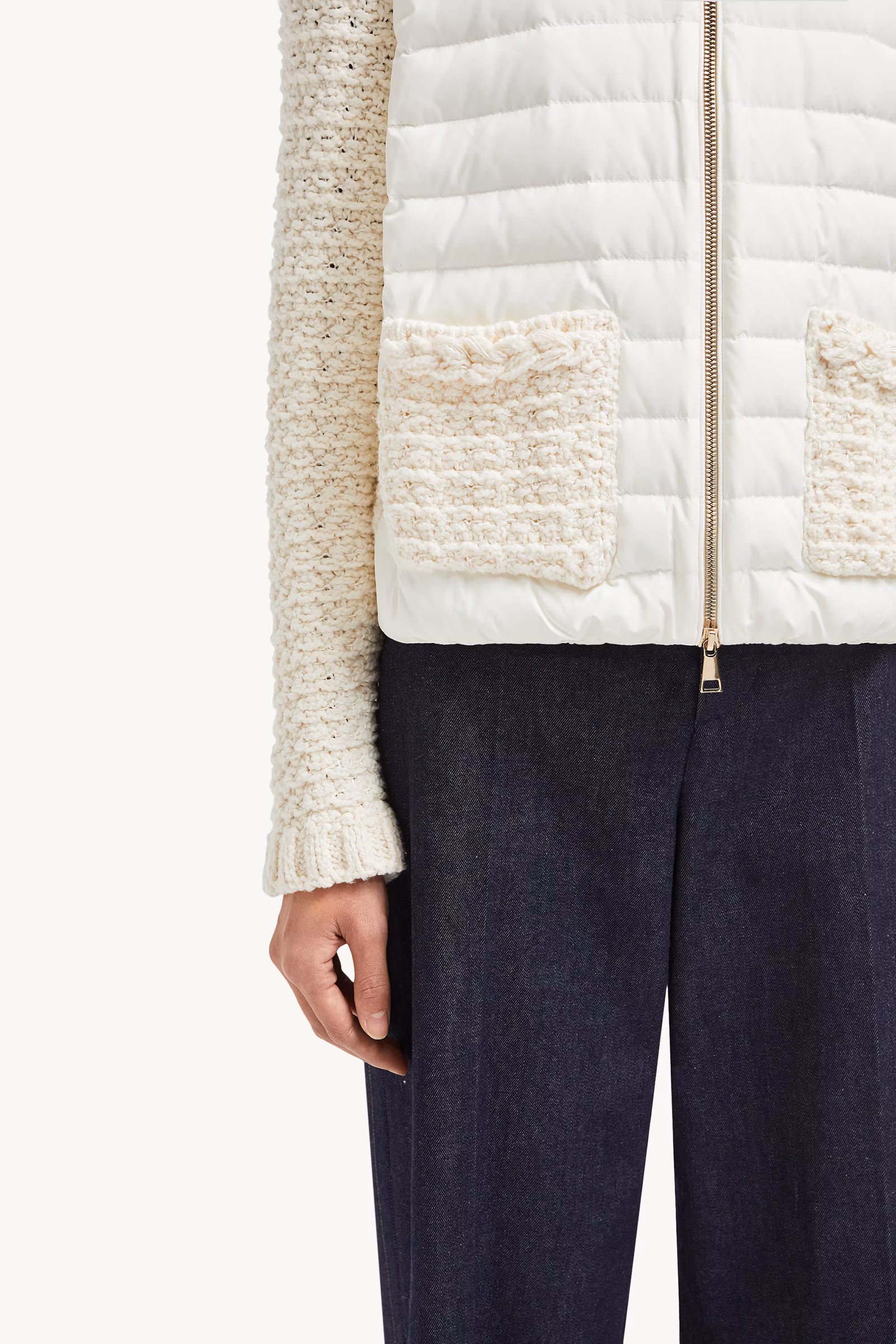 Padded Cotton Zip-Up Cardigan