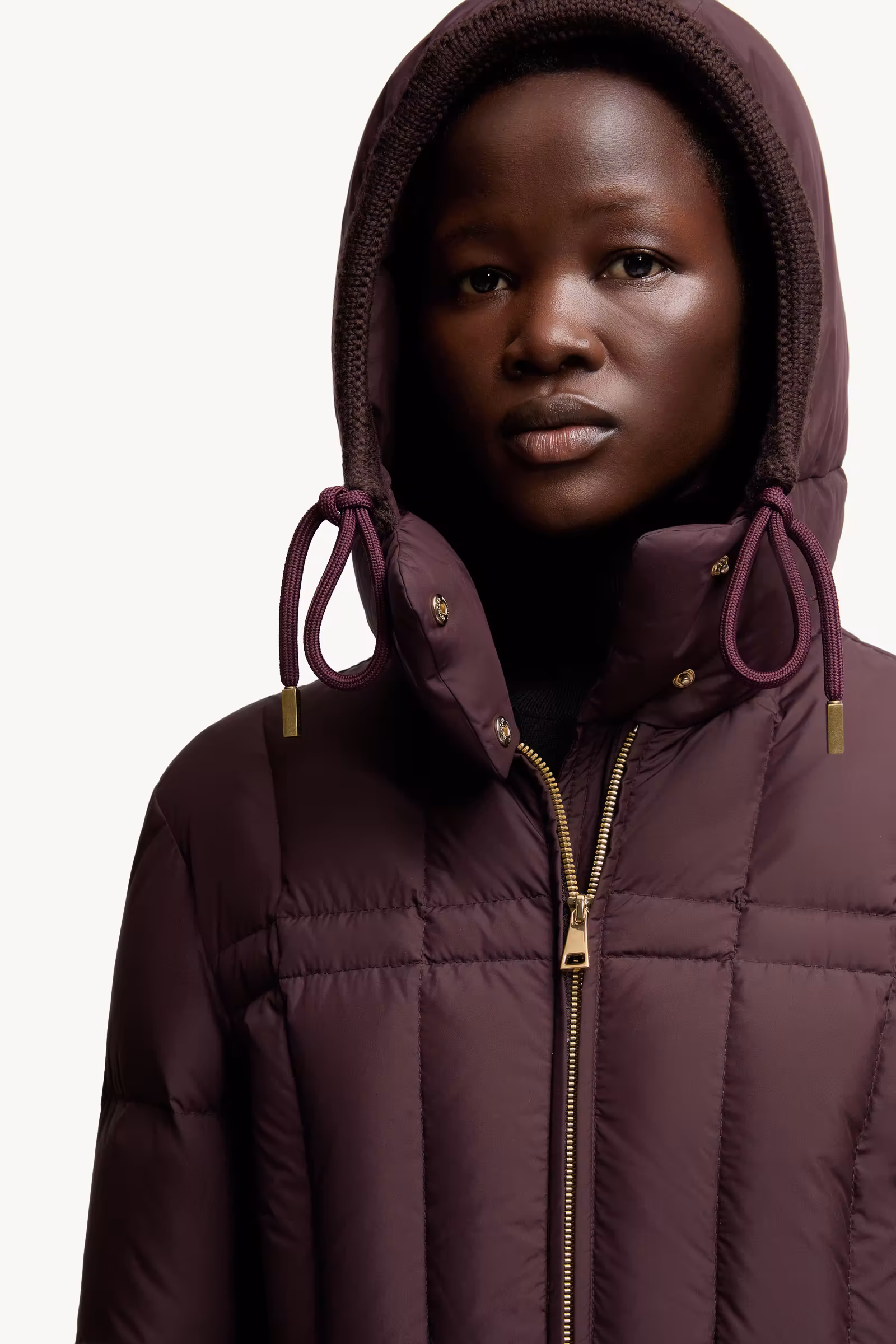 Estom Vertical-Quilted Hooded Short Down Jacket