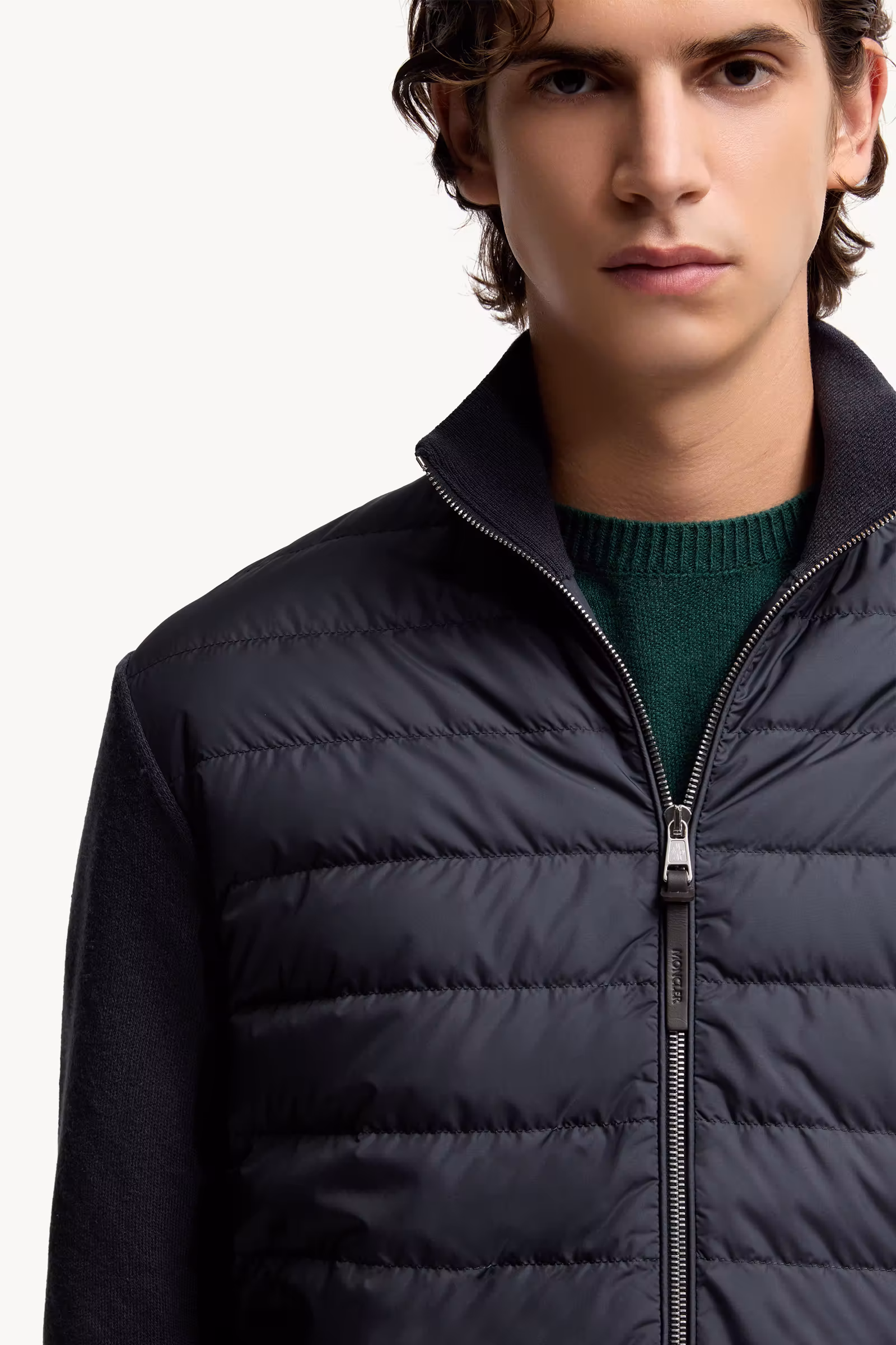 Padded Wool & Cashmere Zip-Up Cardigan