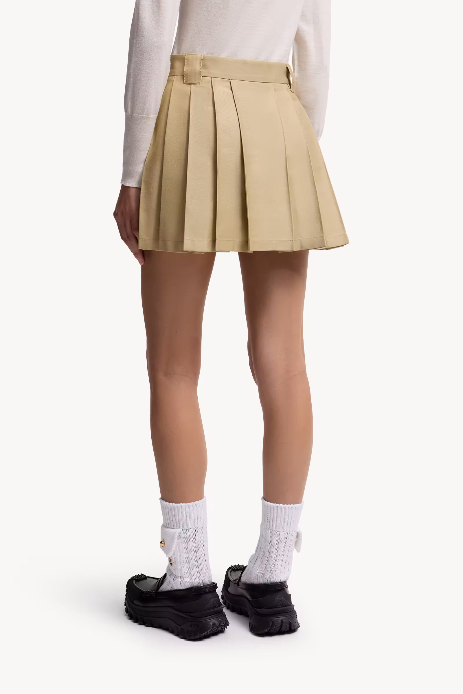 Pleated Cotton Blend Mini Skirt
