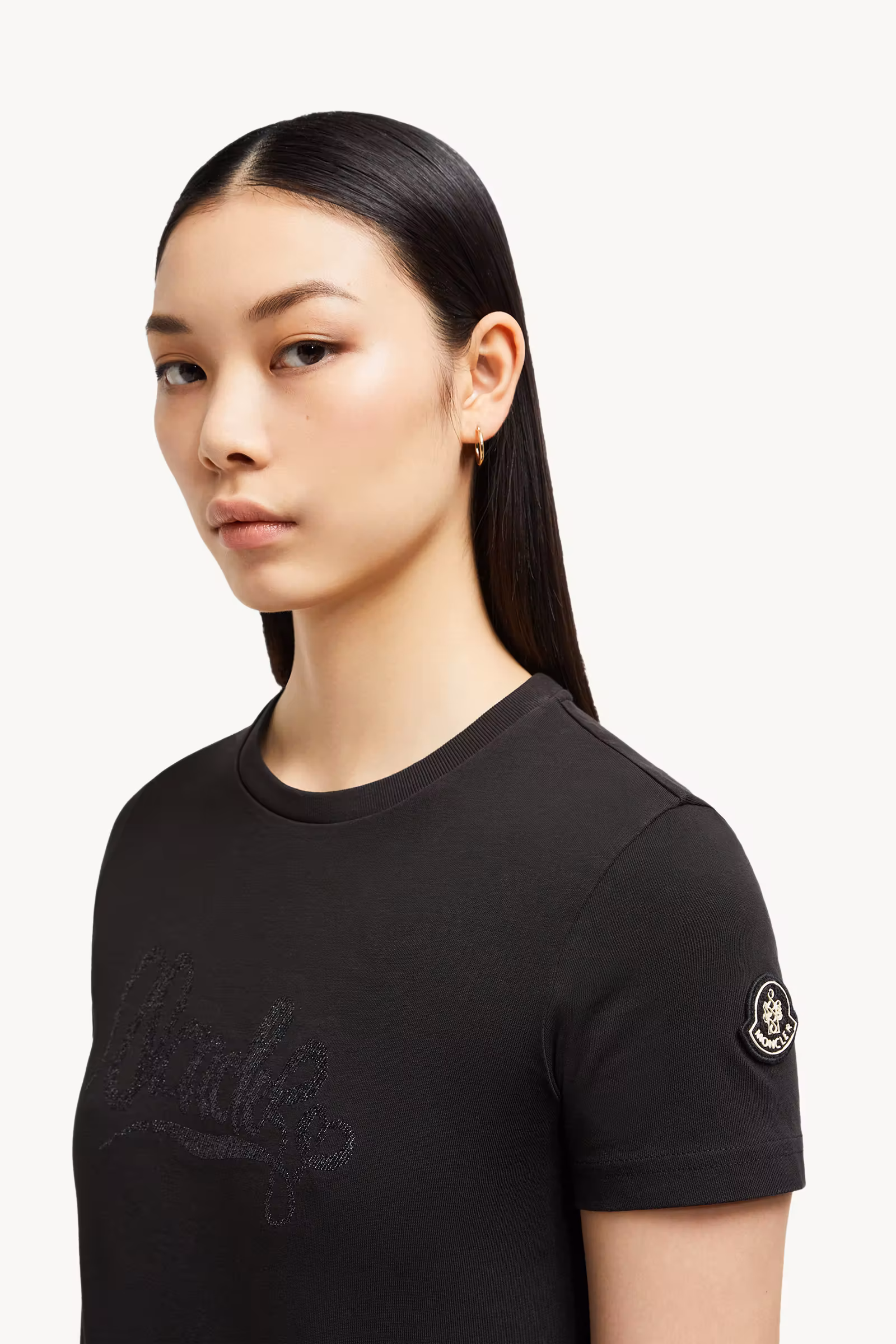 Embroidered Calligraphy Logo Cotton T-Shirt