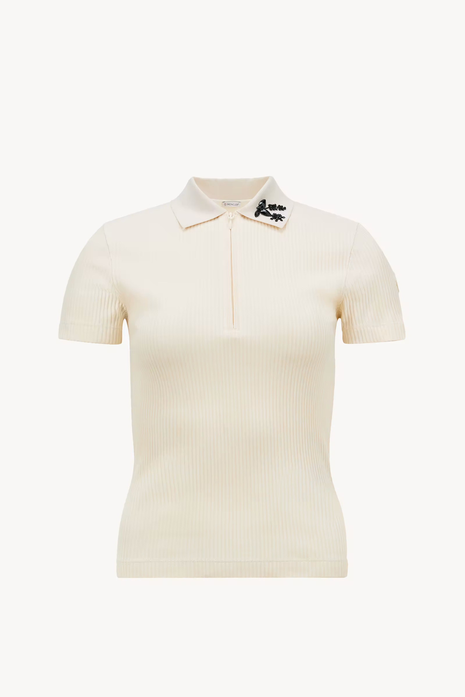 Hand-Beaded Cotton Blend Polo Shirt