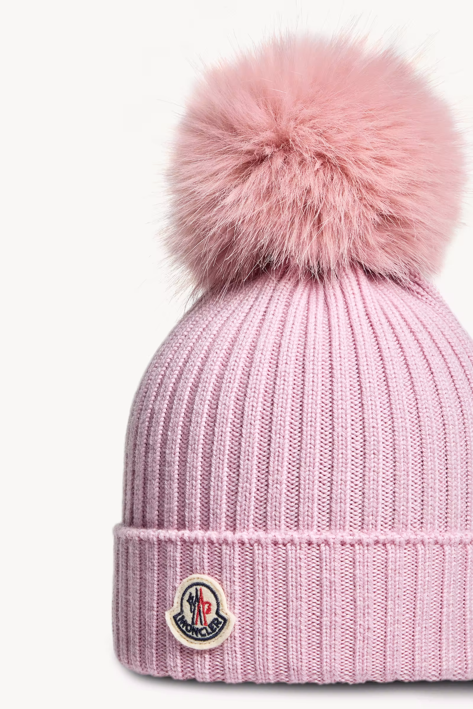 Wool Beanie with Faux Fur Pom Pom