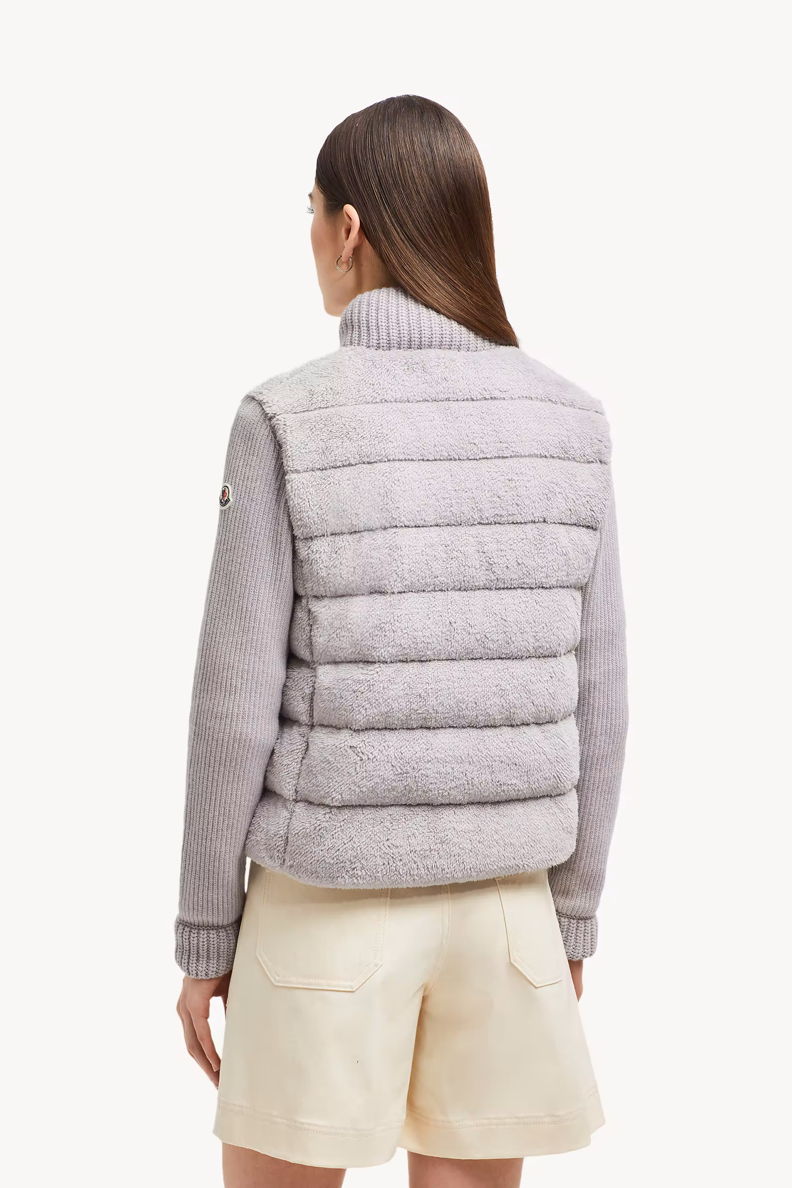 Padded Wool & Teddy Zip-Up Cardigan